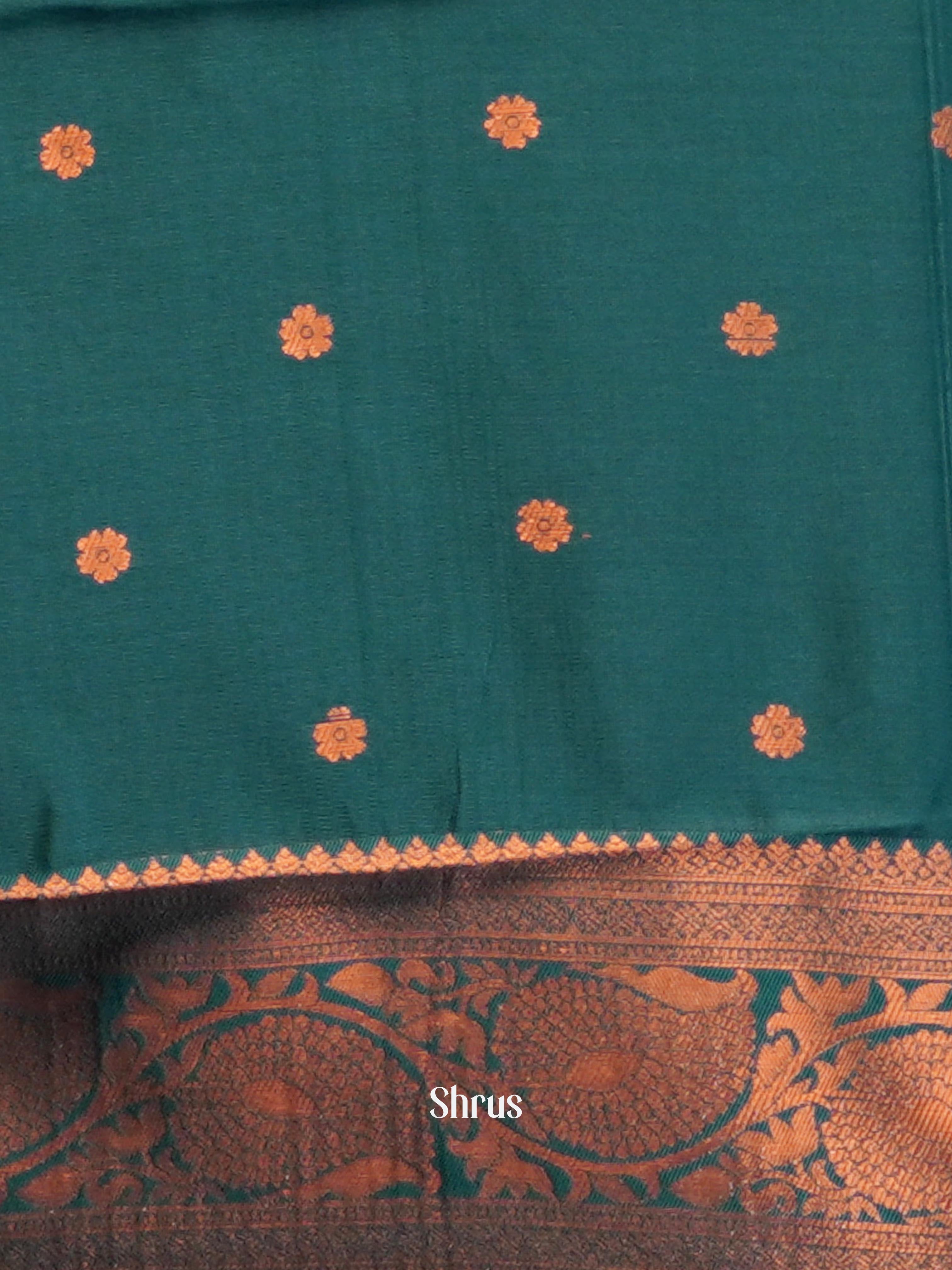 Maroon & Green - Semi Arani Silk Saree - Shop on ShrusEternity.com