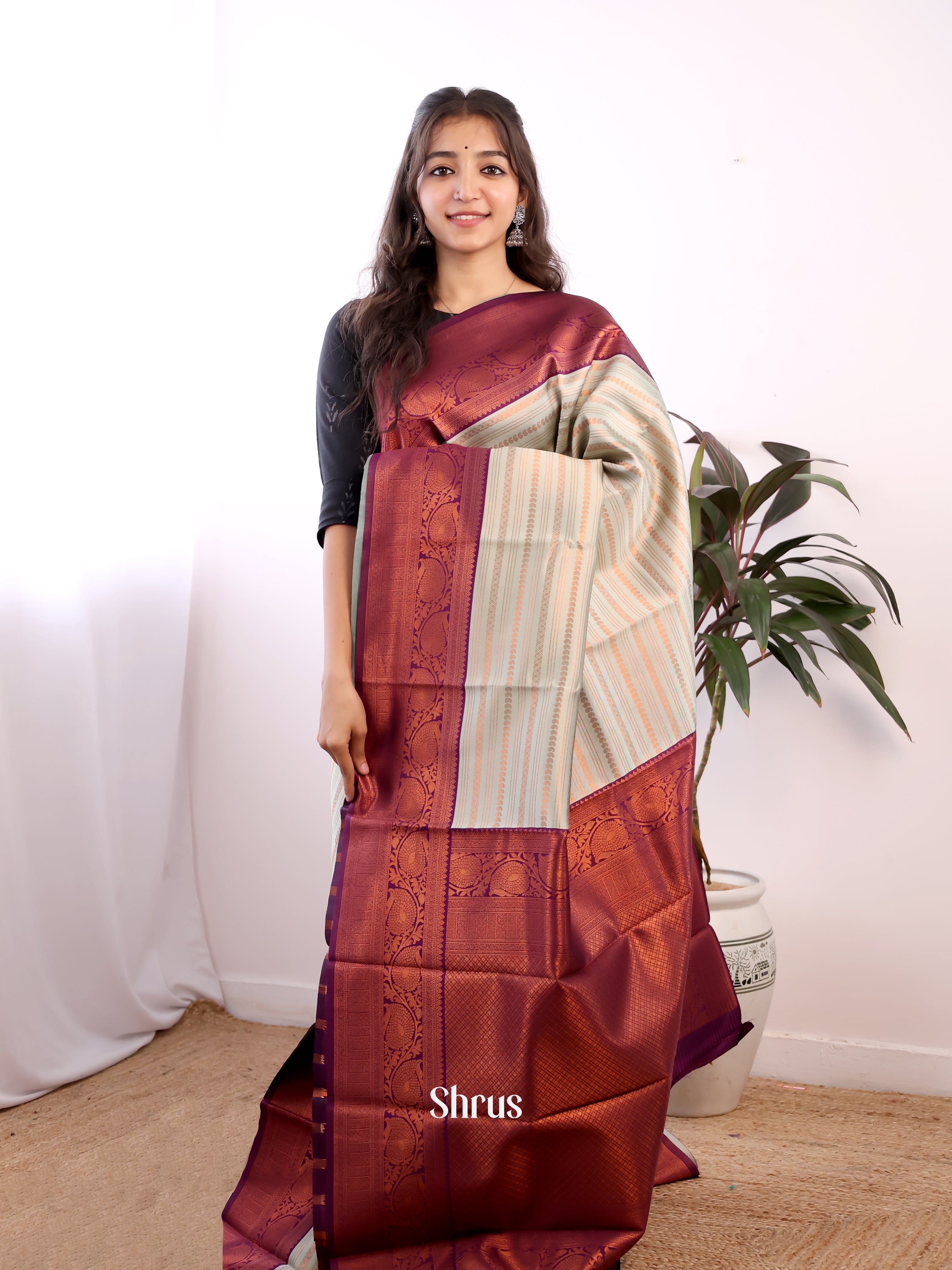 Pastel green - Semi Arani Silk Saree - Shop on ShrusEternity.com
