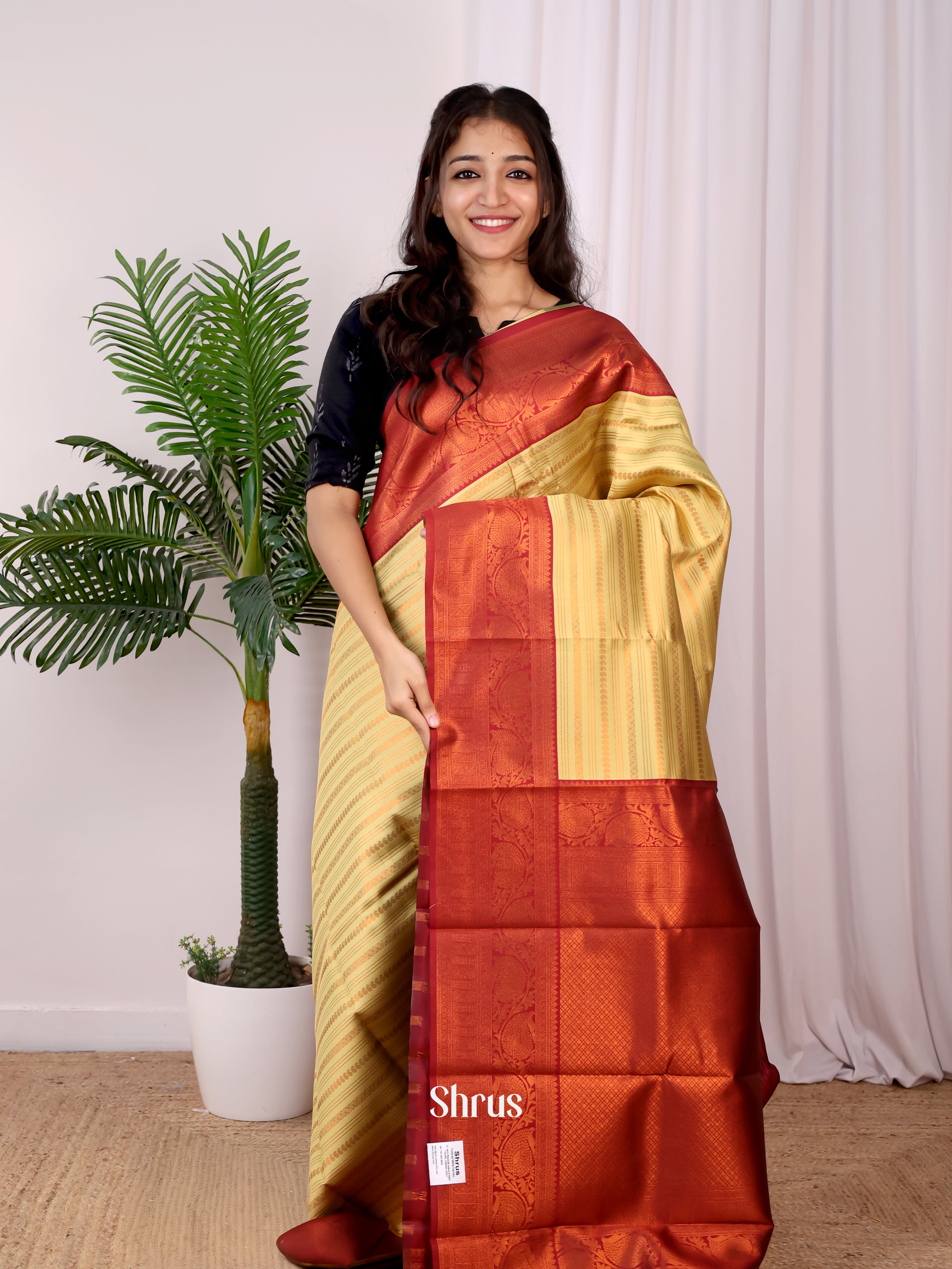 Green & Maroon - Semi Arani Silk Saree - Shop on ShrusEternity.com