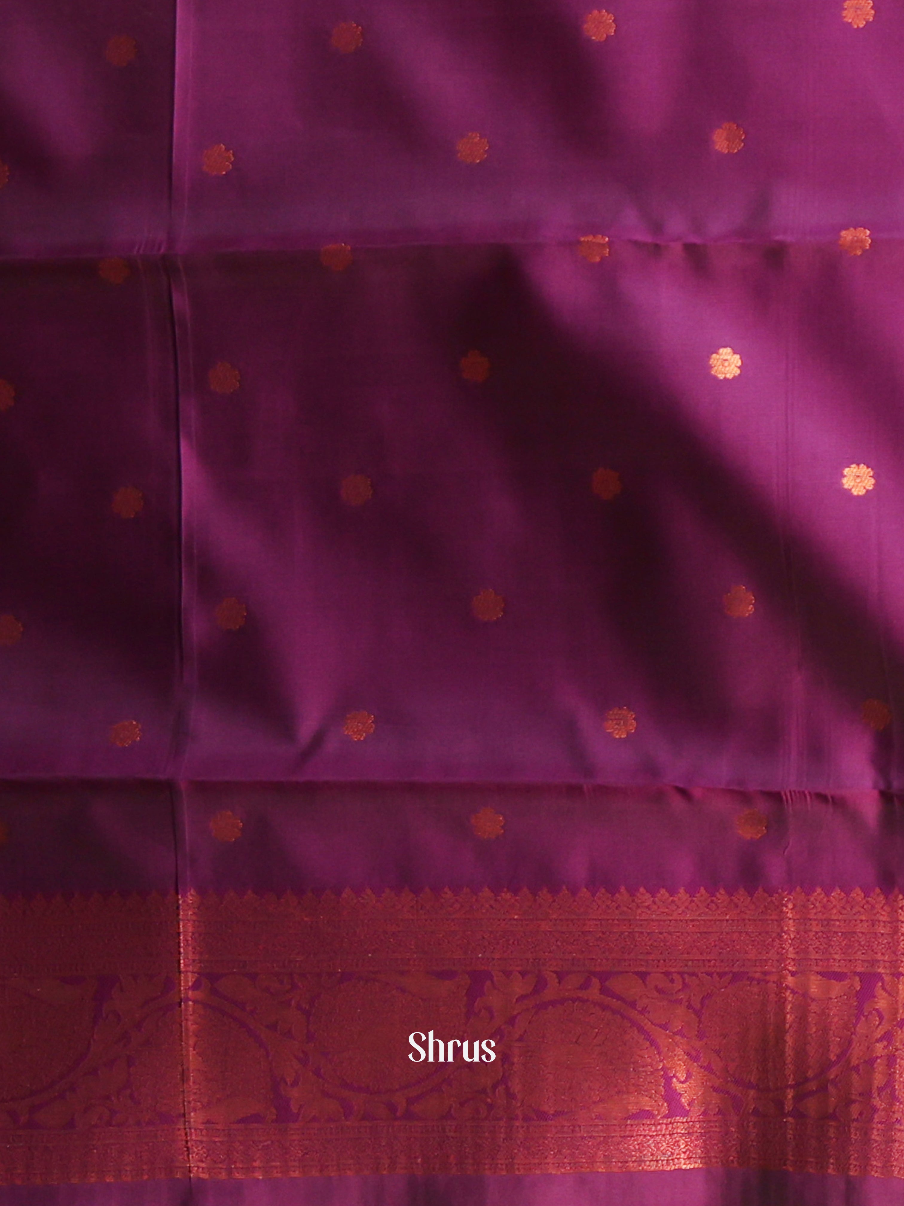 Peach & Purple - Semi Arani Silk Saree - Shop on ShrusEternity.com