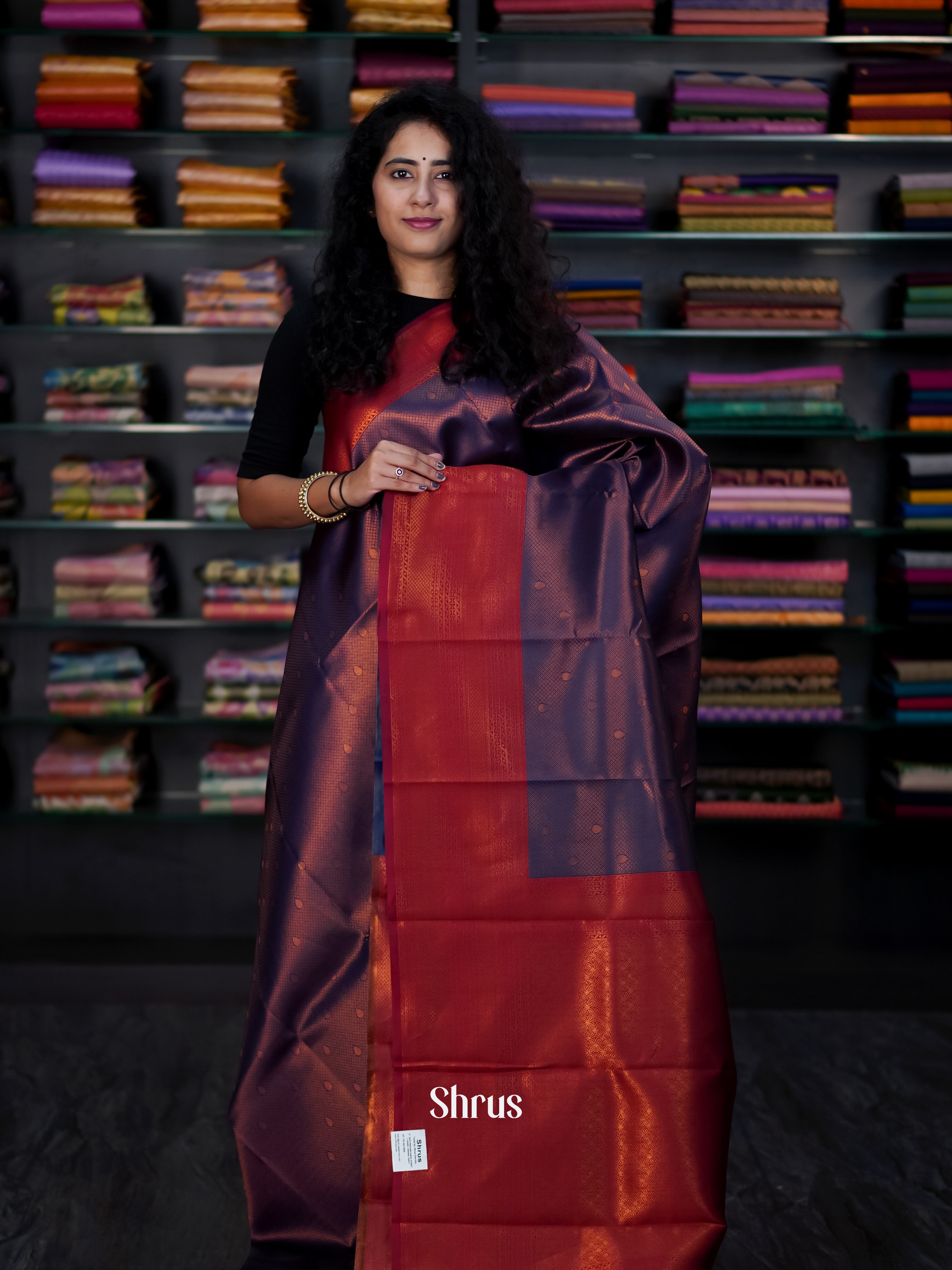 Violet & Maroon - Semi Arani Silk Saree - Shop on ShrusEternity.com