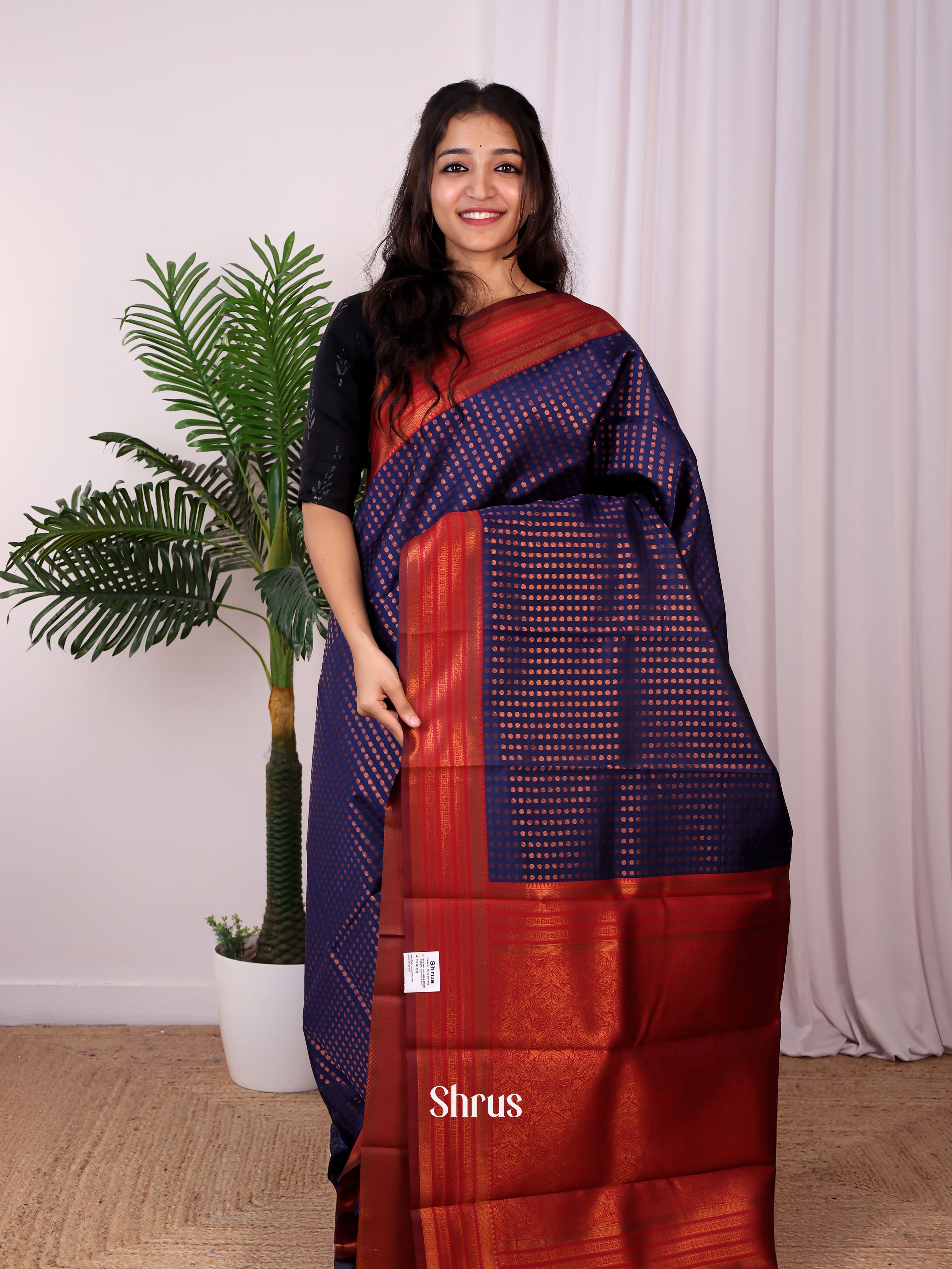 Violet & Maroon- Semi Arani Silk Saree - Shop on Shrus.com