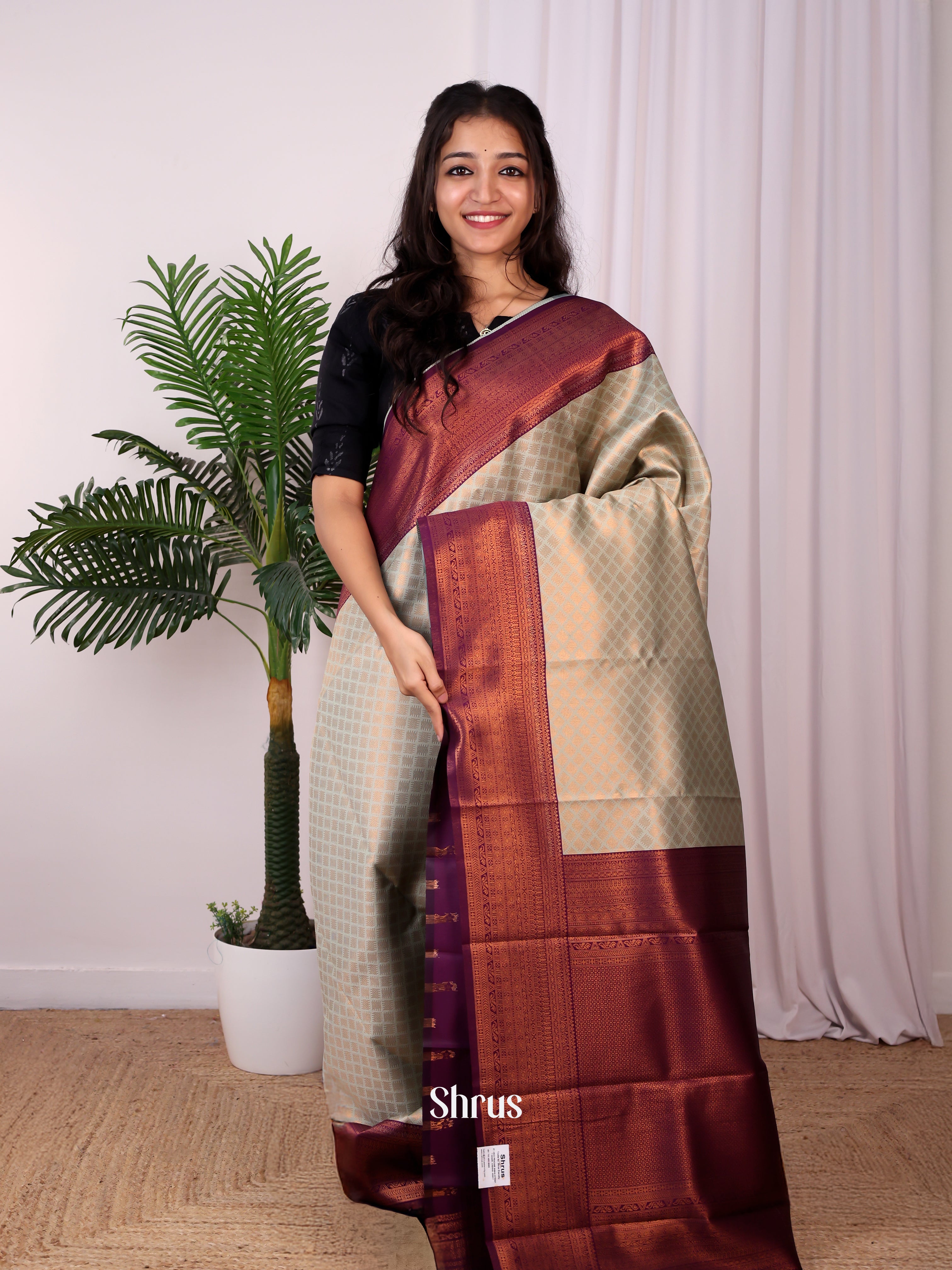 Blue & Purple - Semi Arani Silk Saree - Shop on Shrus.com