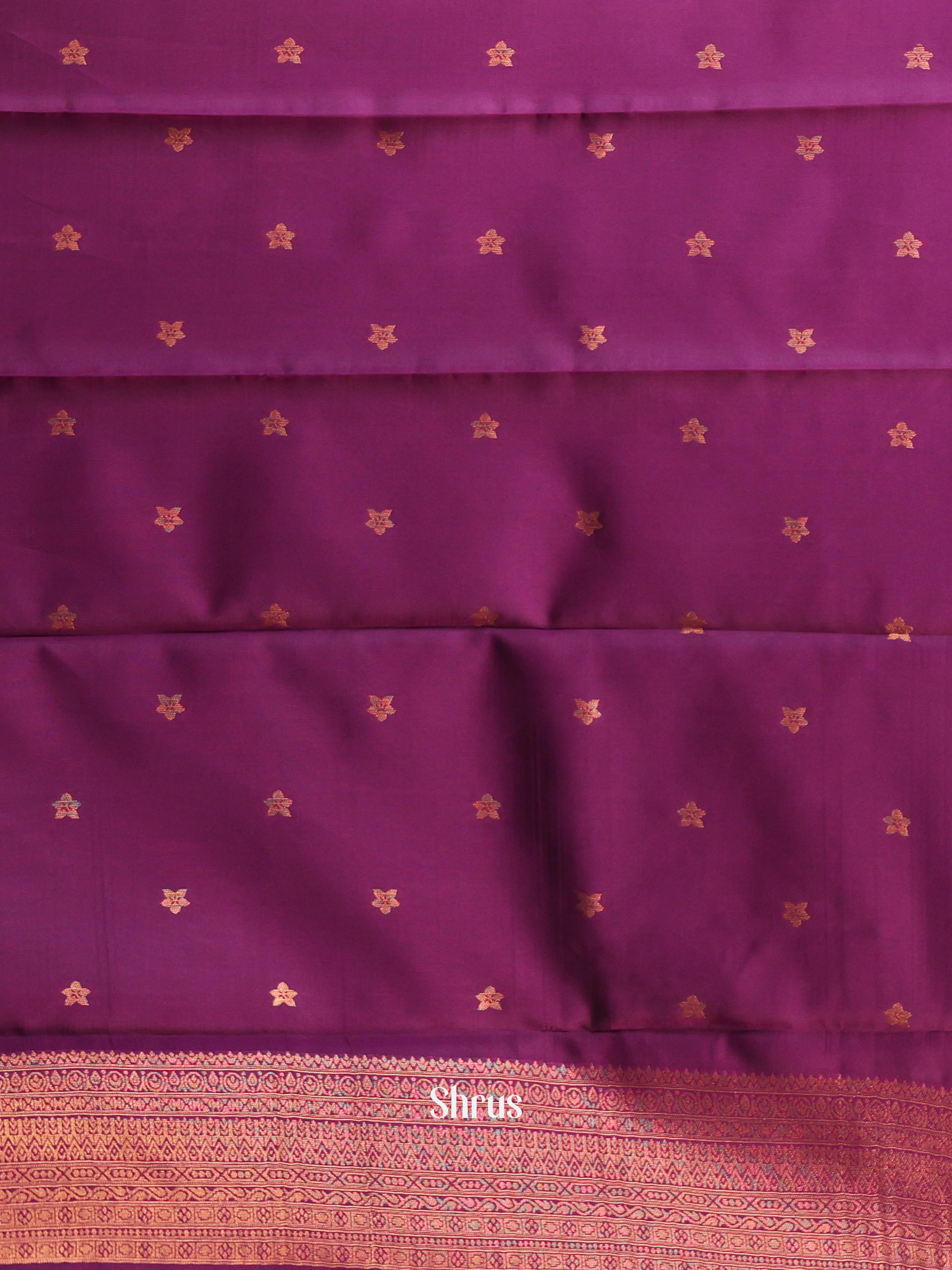 Blue & Purple - Semi Arani Silk Saree - Shop on Shrus.com