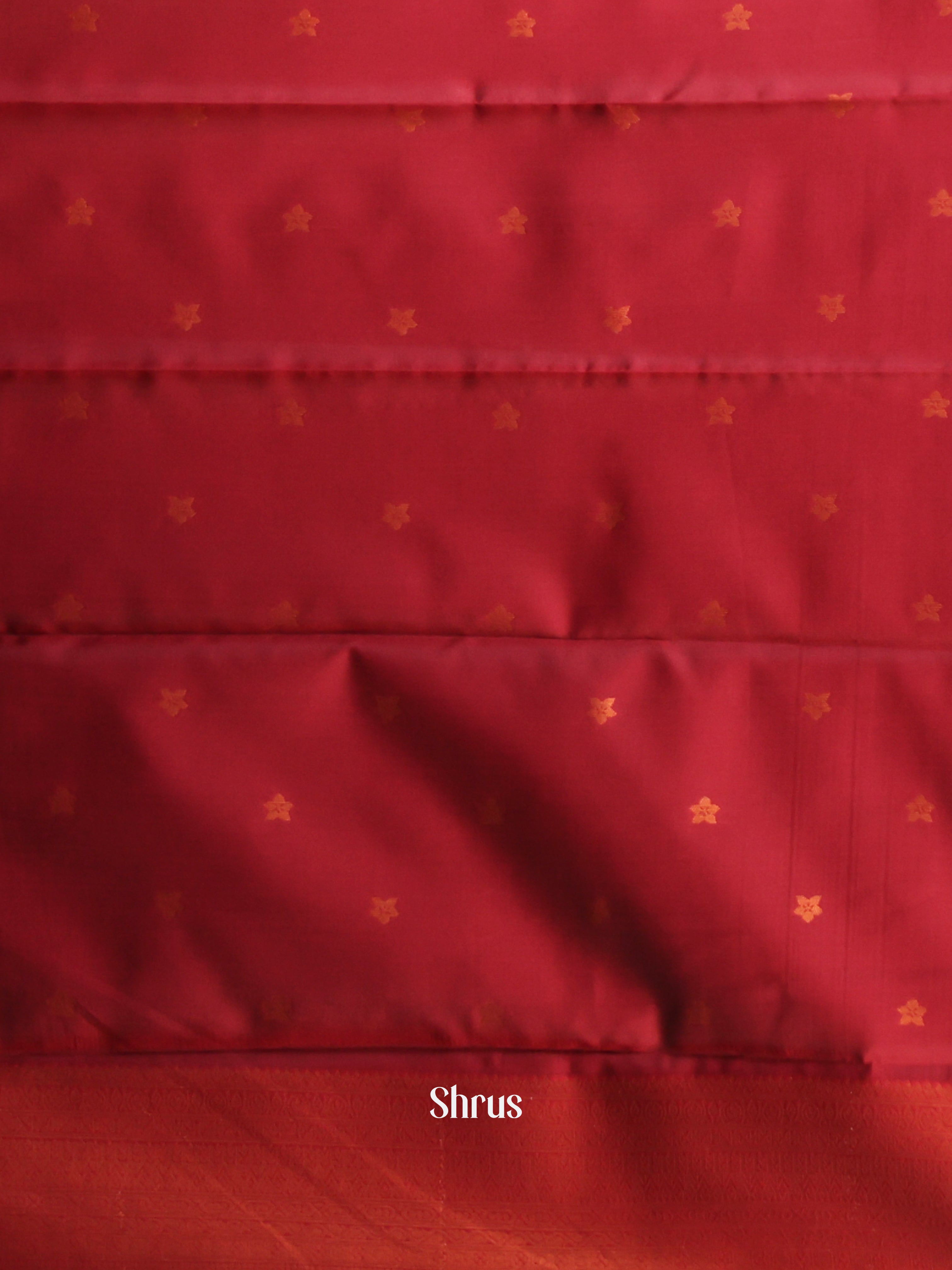 Beige & Maroon- Semi Arani Silk Saree - Shop on Shrus.com