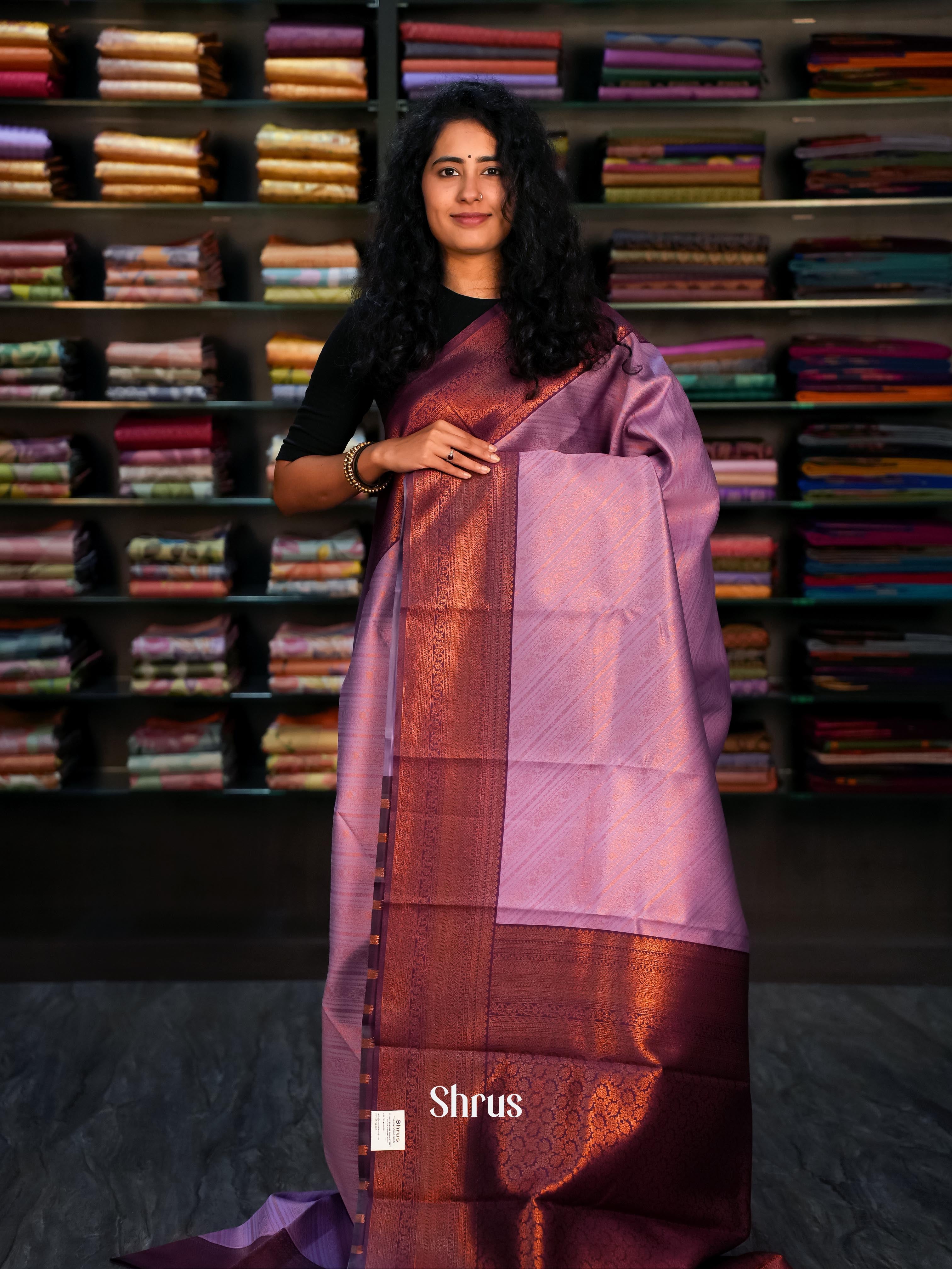 Lavender & Purple- Semi Arani Silk Saree - Shop on Shrus.com