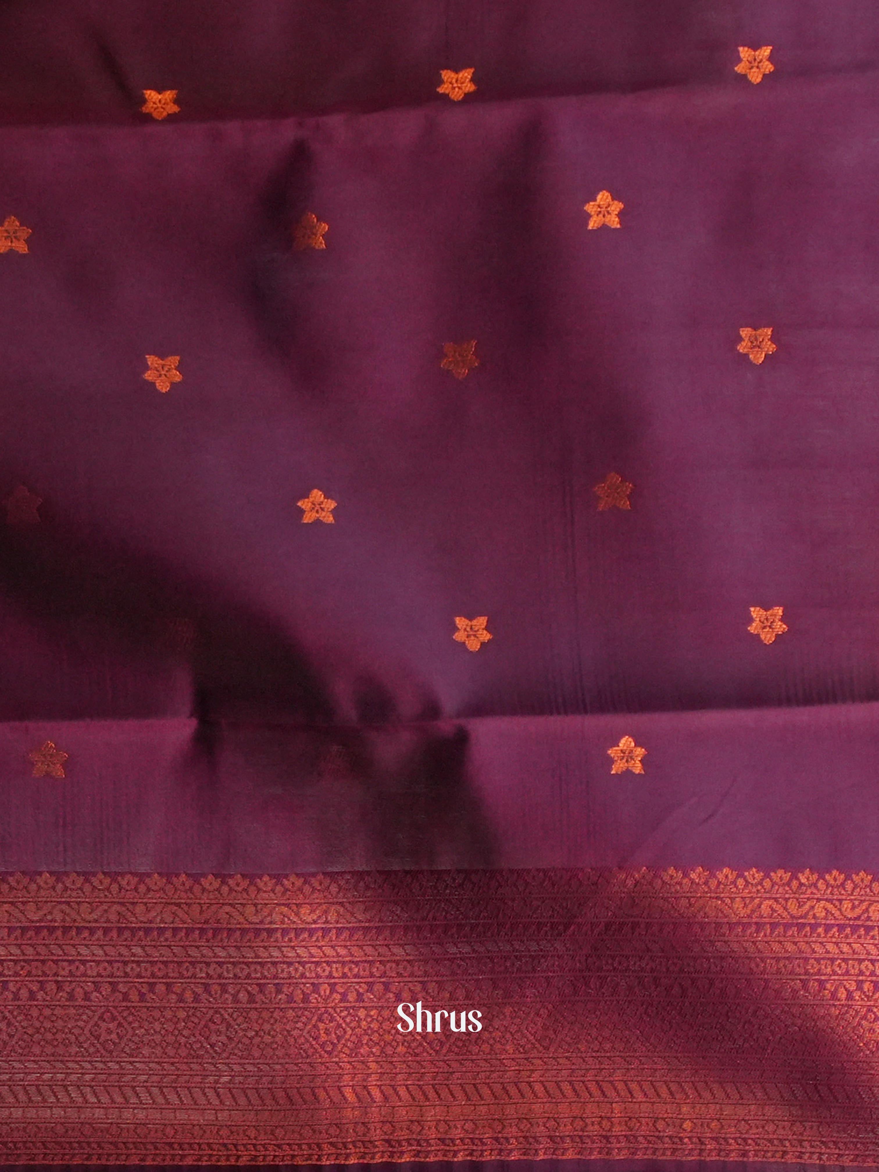 Orange & Purple - Semi Arani Silk Saree - Shop on Shrus.com