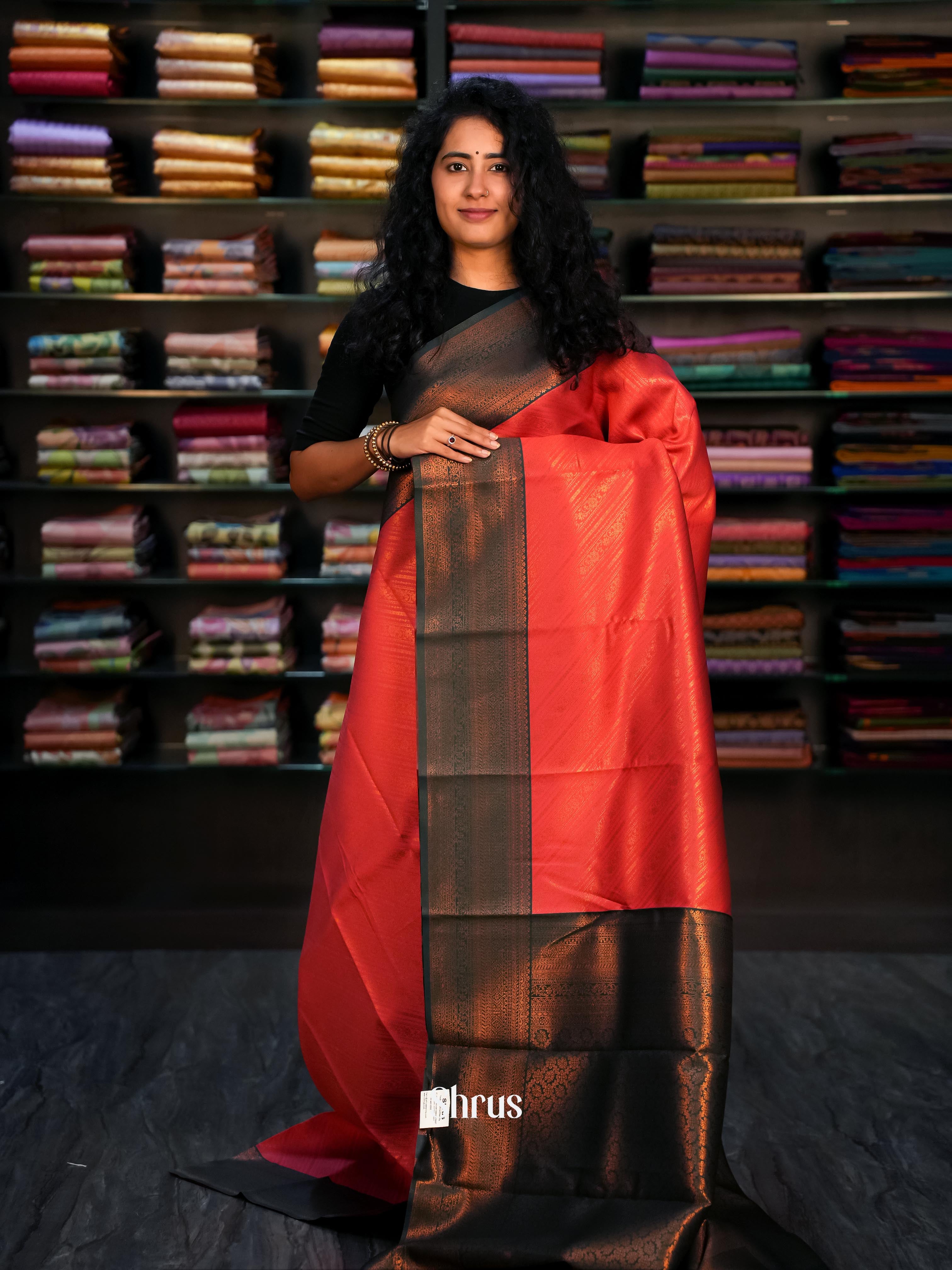 Red & Green- Semi Arani Silk Saree - Shop on Shrus.com