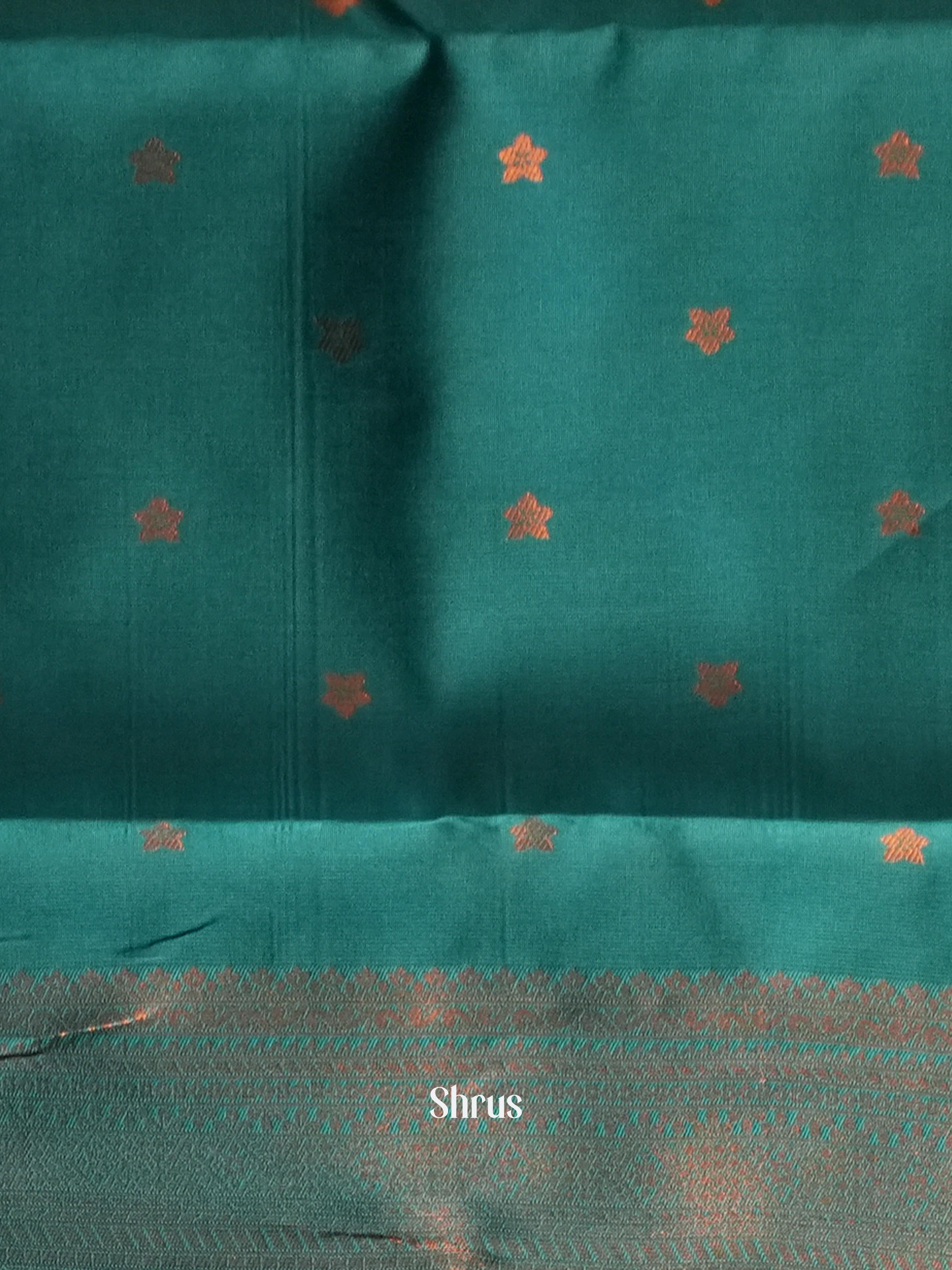 Blue & Teal- Semi Arani Silk Saree - Shop on Shrus.com