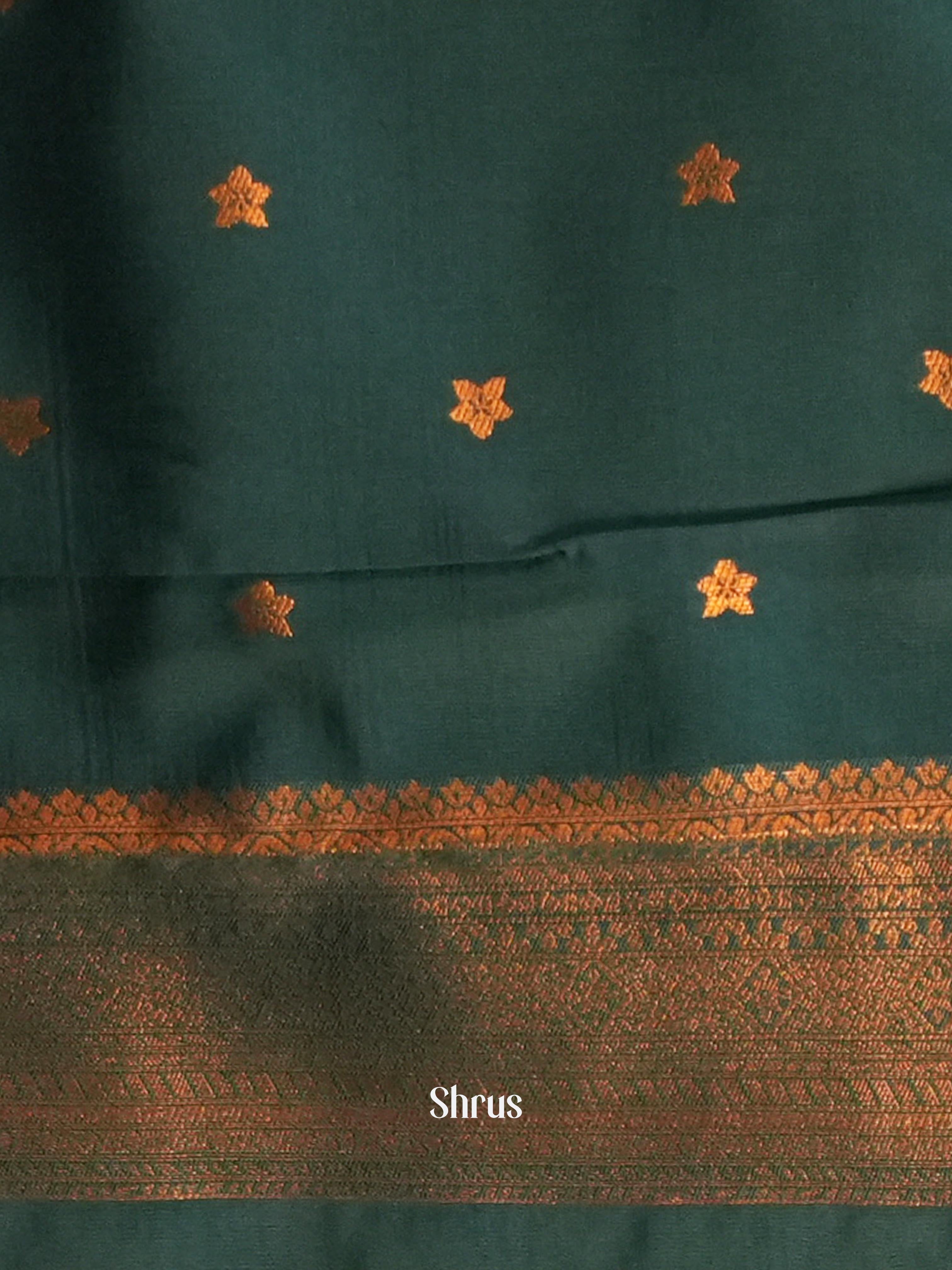 Lite Green & Green- Semi Arani Silk Saree - Shop on Shrus.com