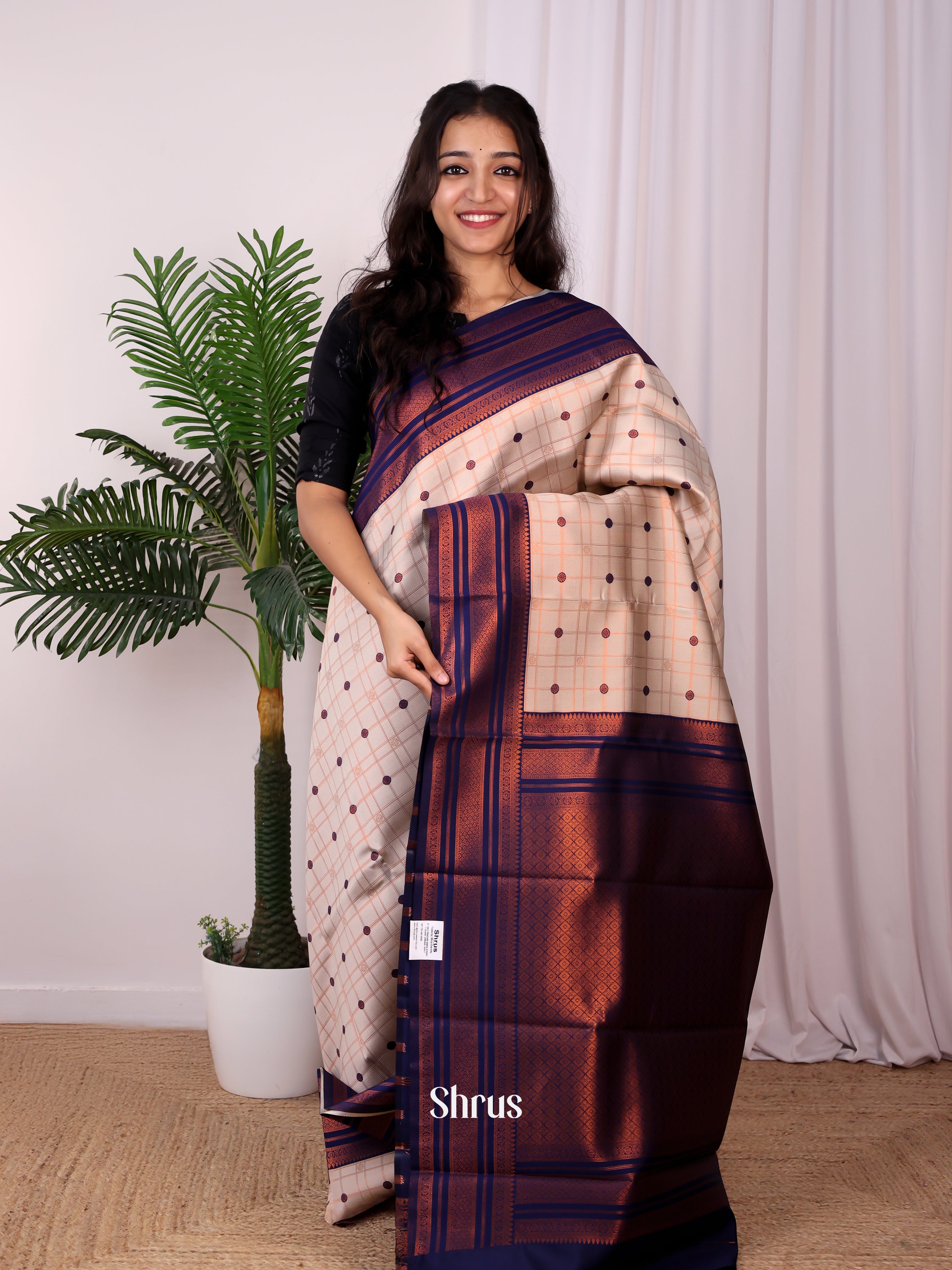 Lite Blue & Blue- Semi Arani Silk Saree - Shop on Shrus.com