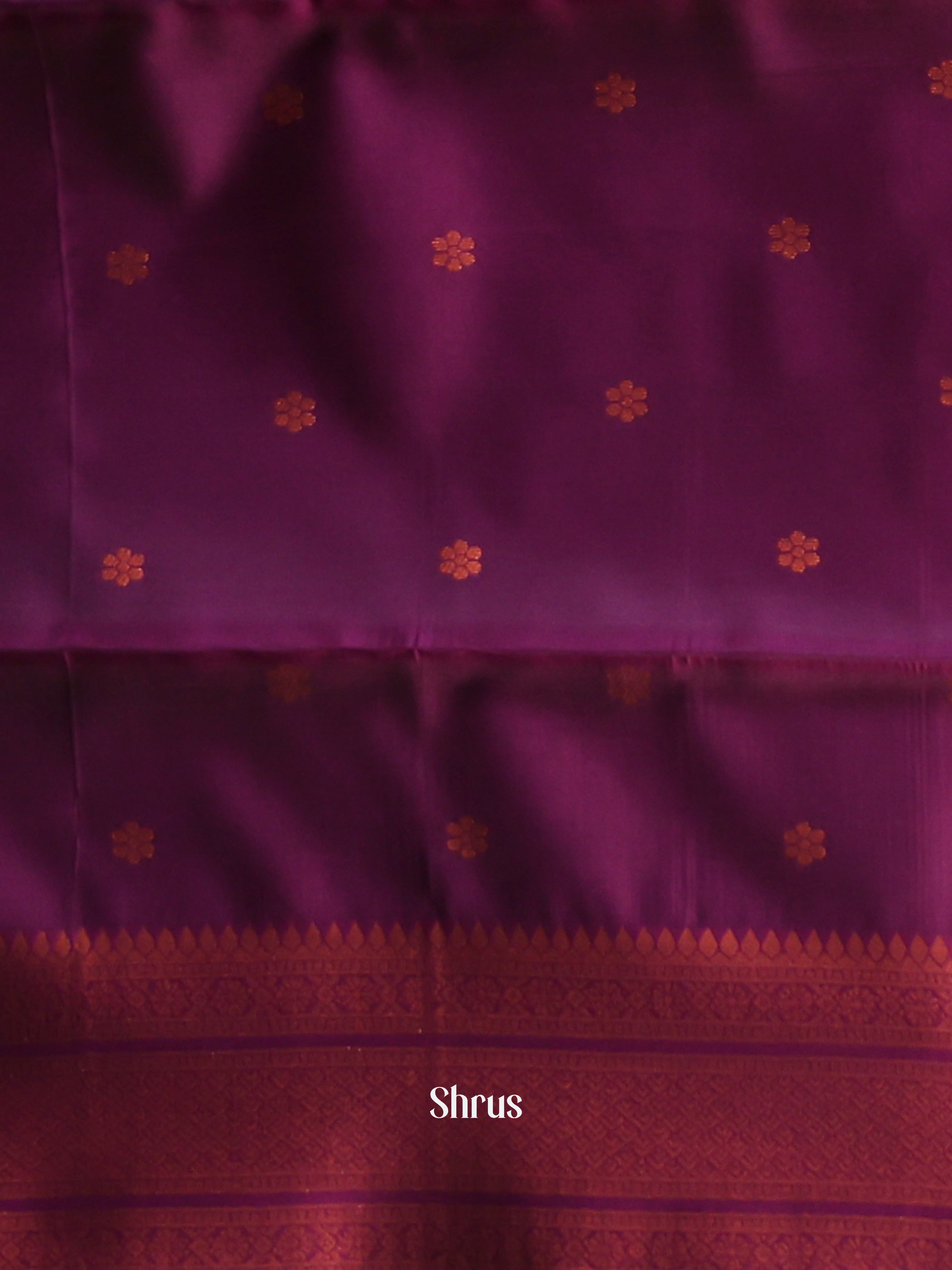 Mustard & purple - Semi Arani Silk Saree - Shop on Shrus.com