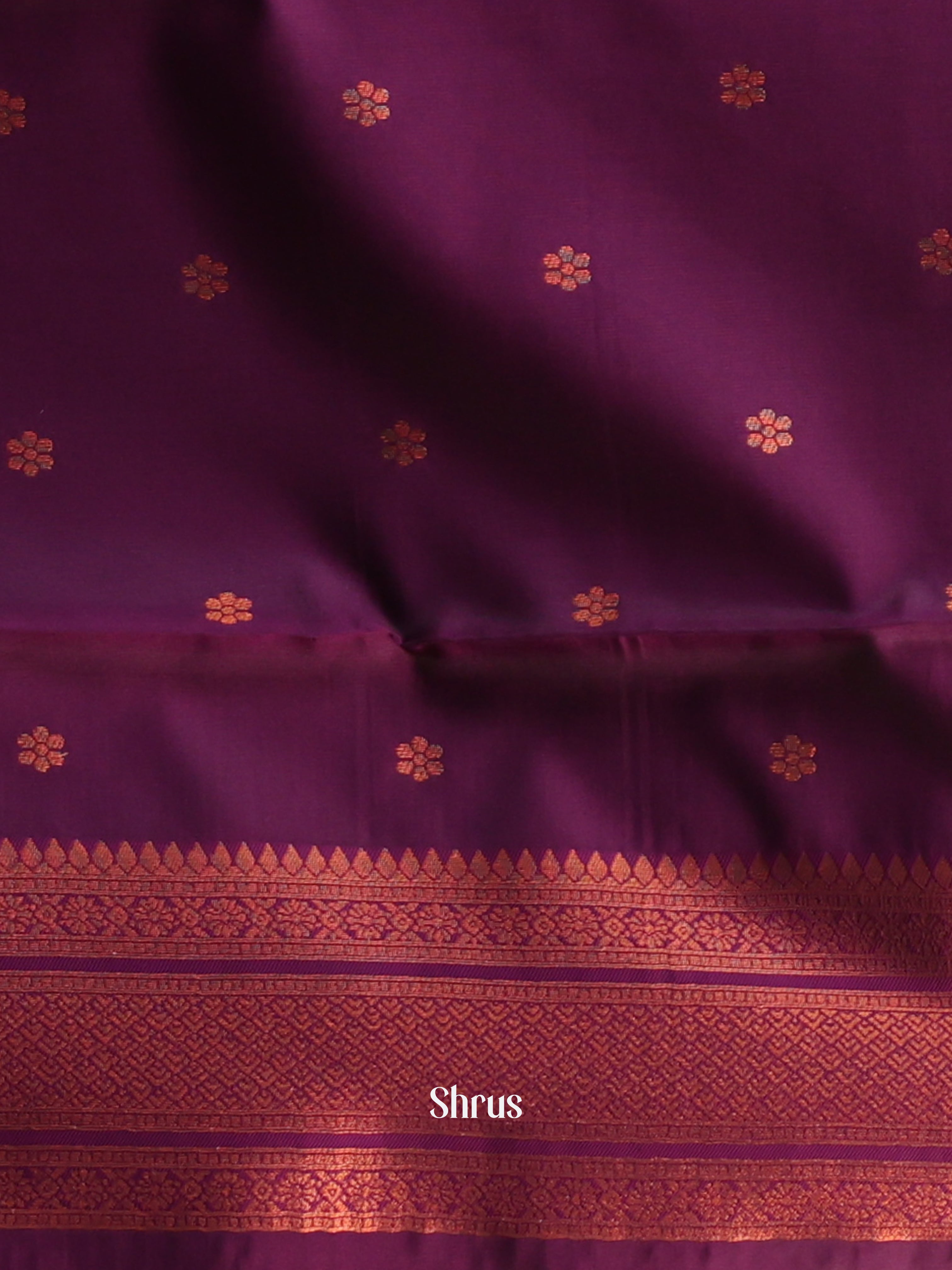 Lite Blue & Purple - Semi Arani Silk Saree - Shop on Shrus.com