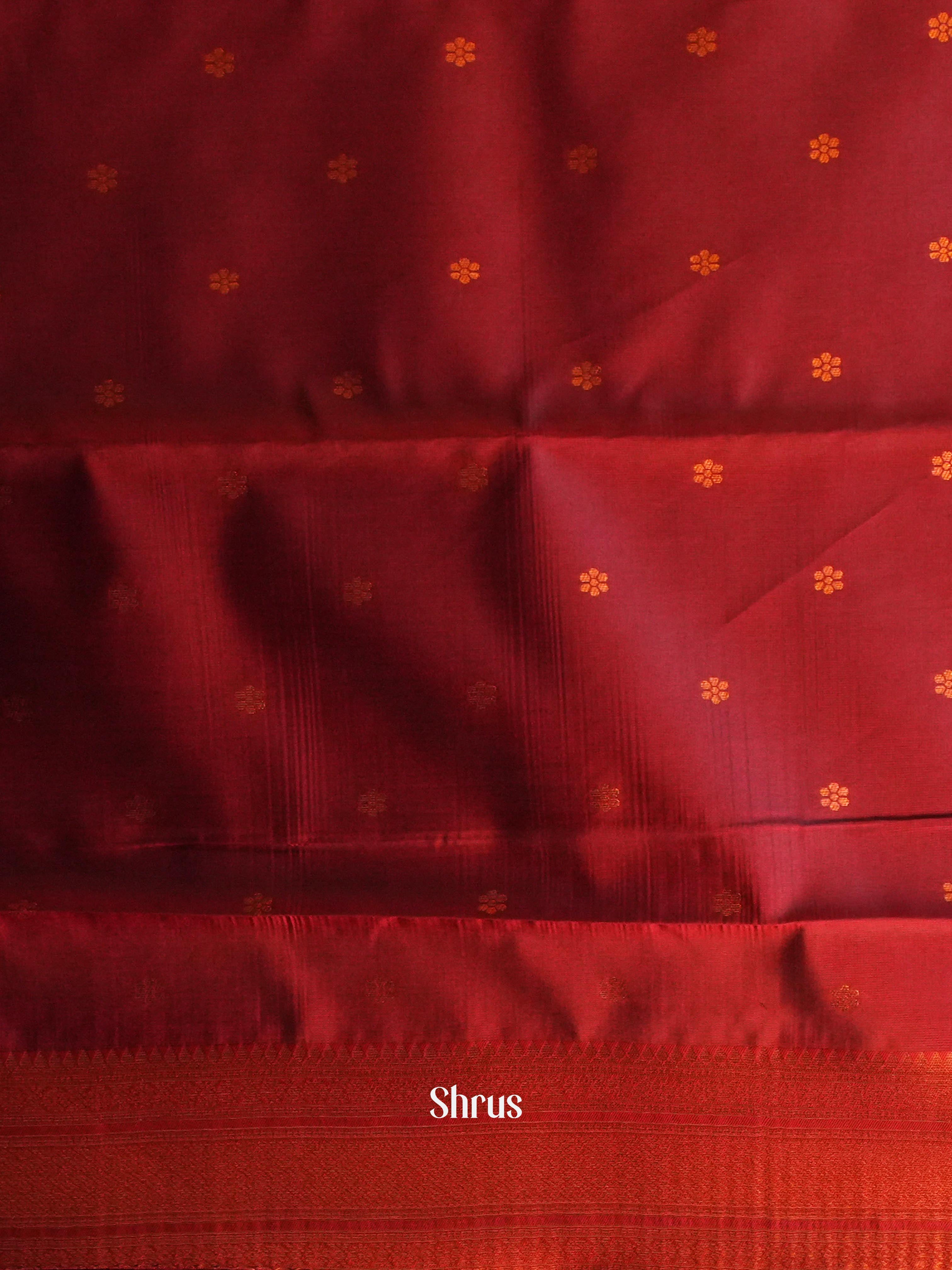 Gold & Maroon - Semi Arani Silk Saree - Shop on Shrus.com
