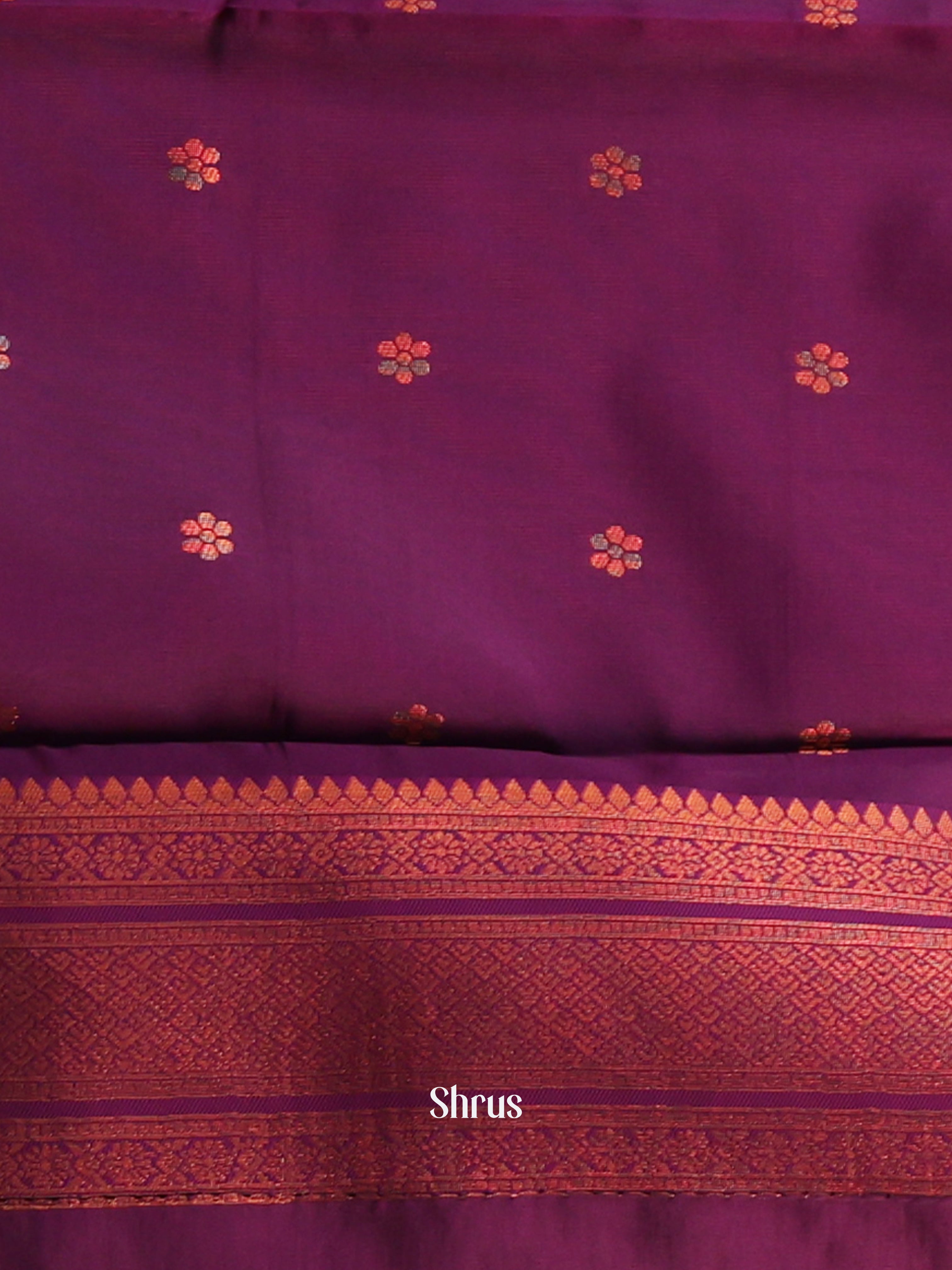 Peach & Purple - Semi Arani Silk Saree - Shop on Shrus.com