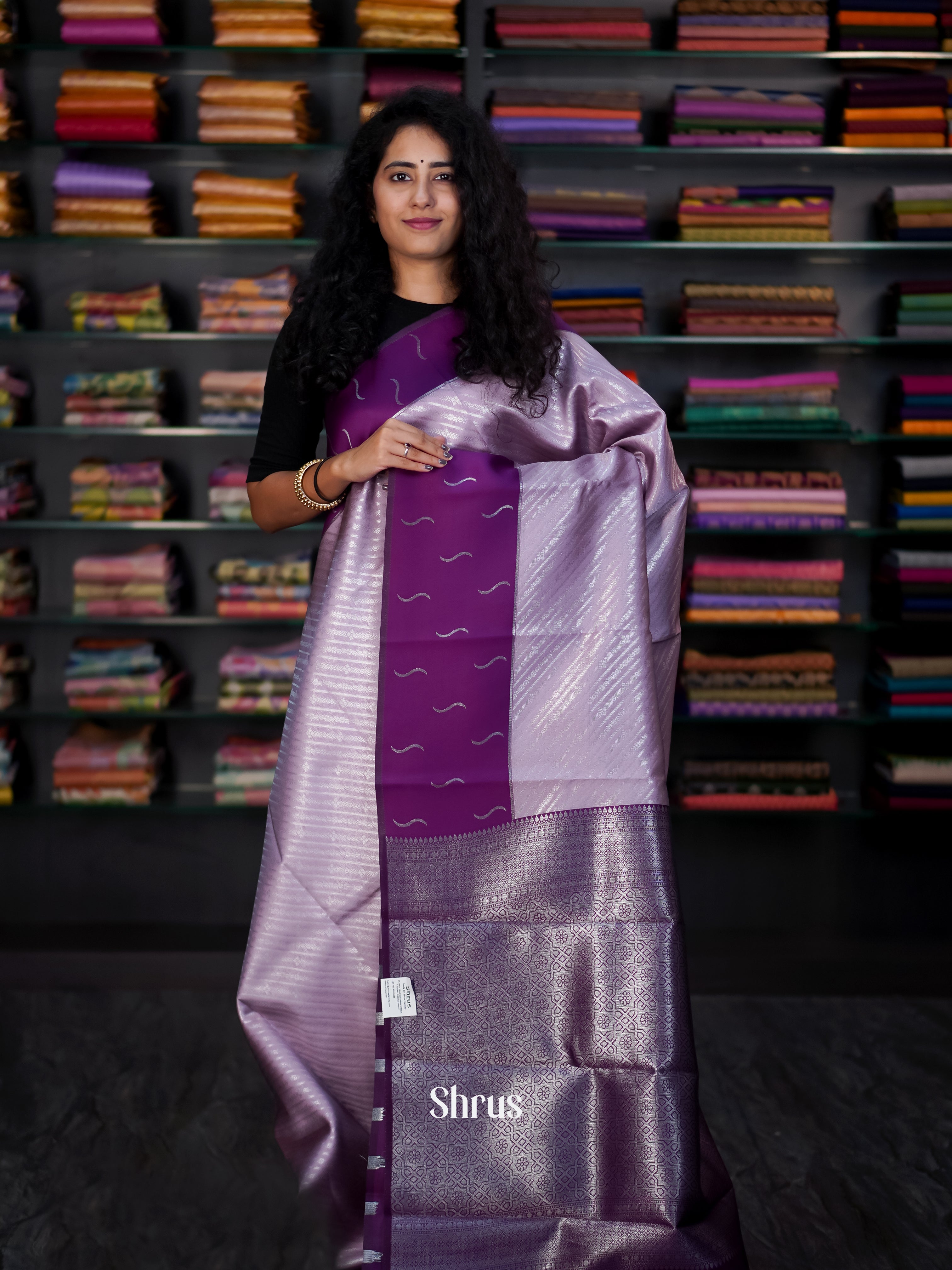 Lavender & Purple - Semi Arani Silk Saree - Shop on Shrus.com