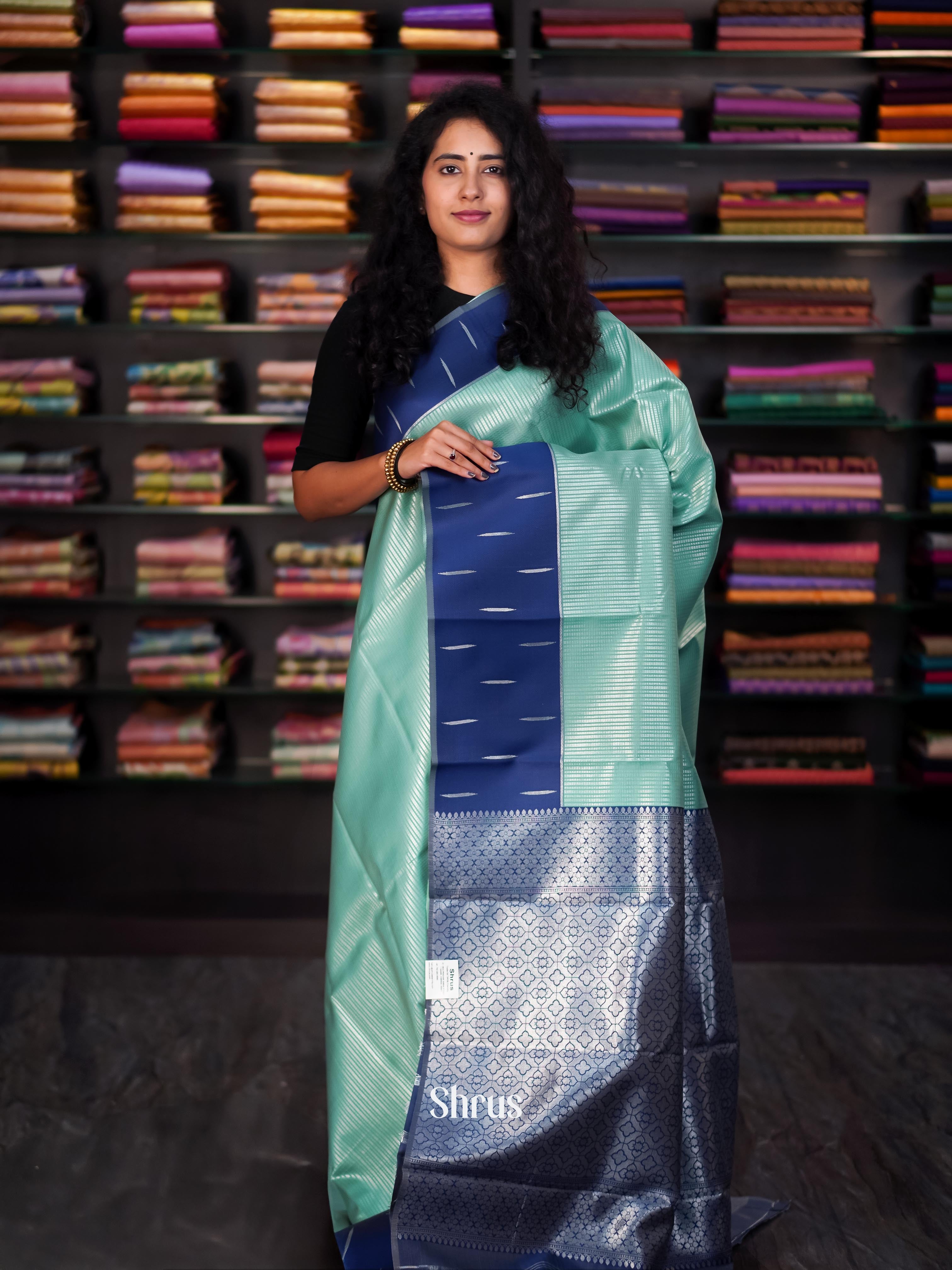 Teal & Blue- Semi Arani Silk SareeV - Shop on Shrus.com