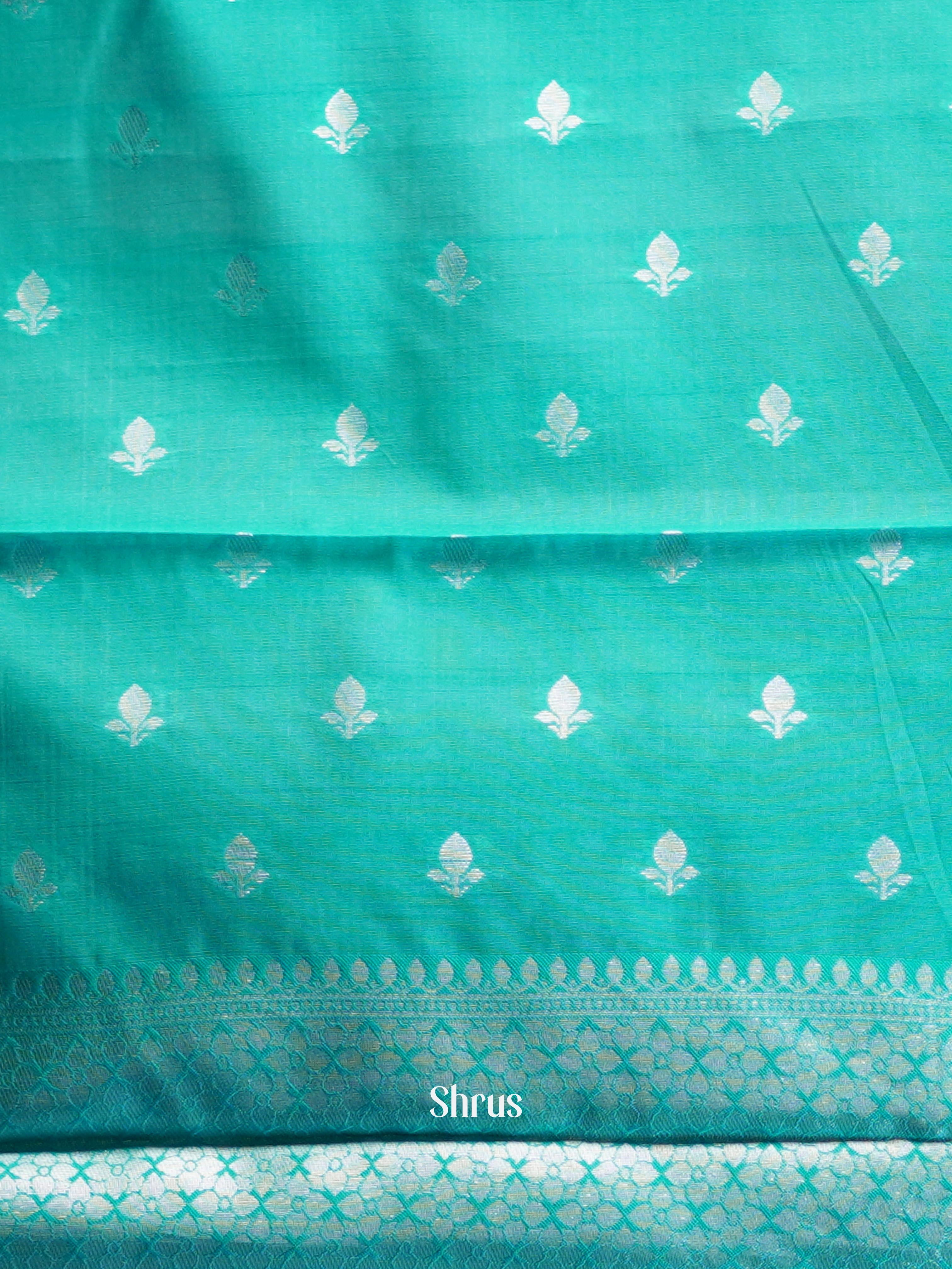 Pink & Teal - Semi Arani Silk Saree - Shop on Shrus.com