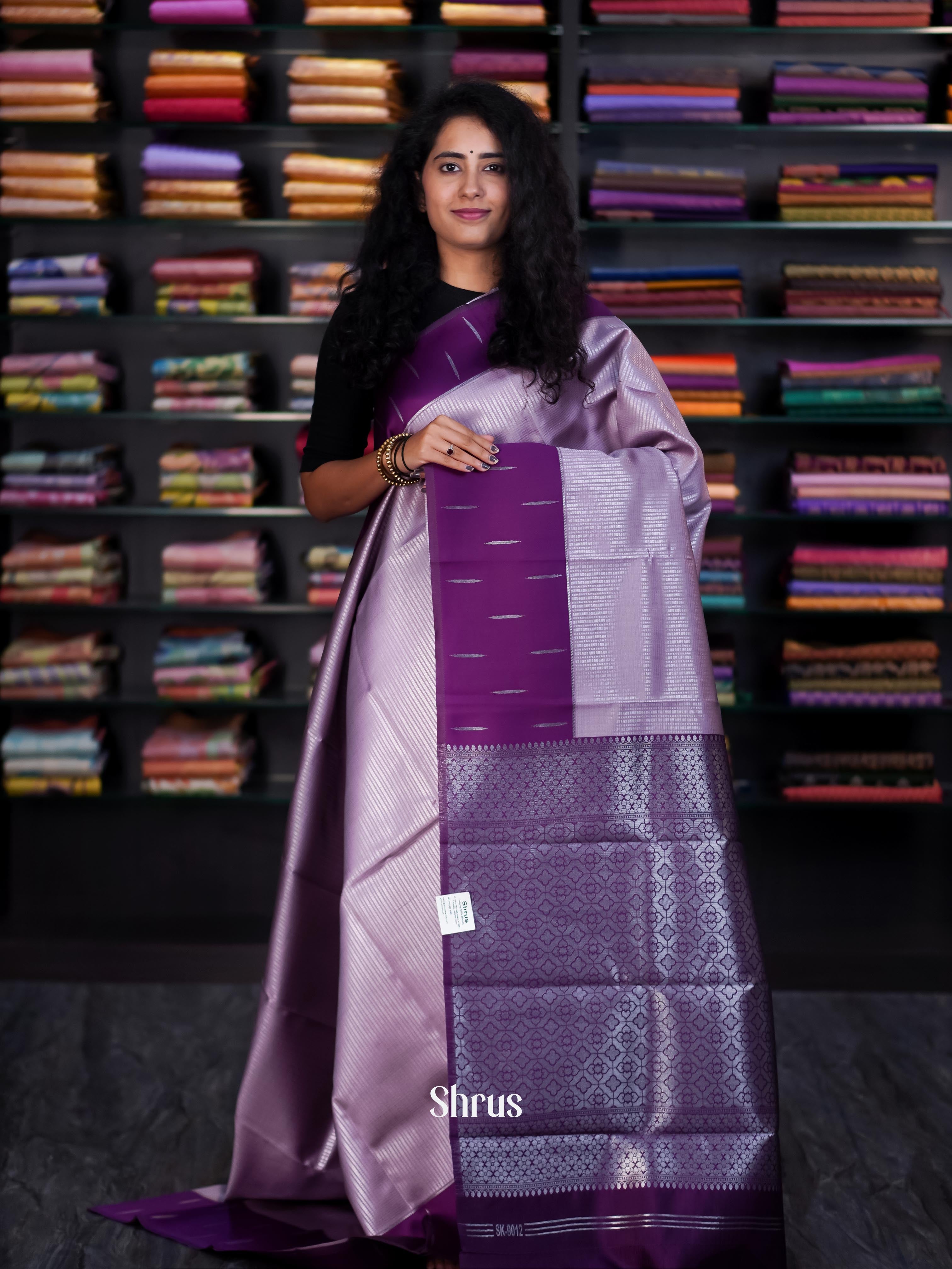 Lavender & Purple - Semi Arani Silk Saree - Shop on Shrus.com