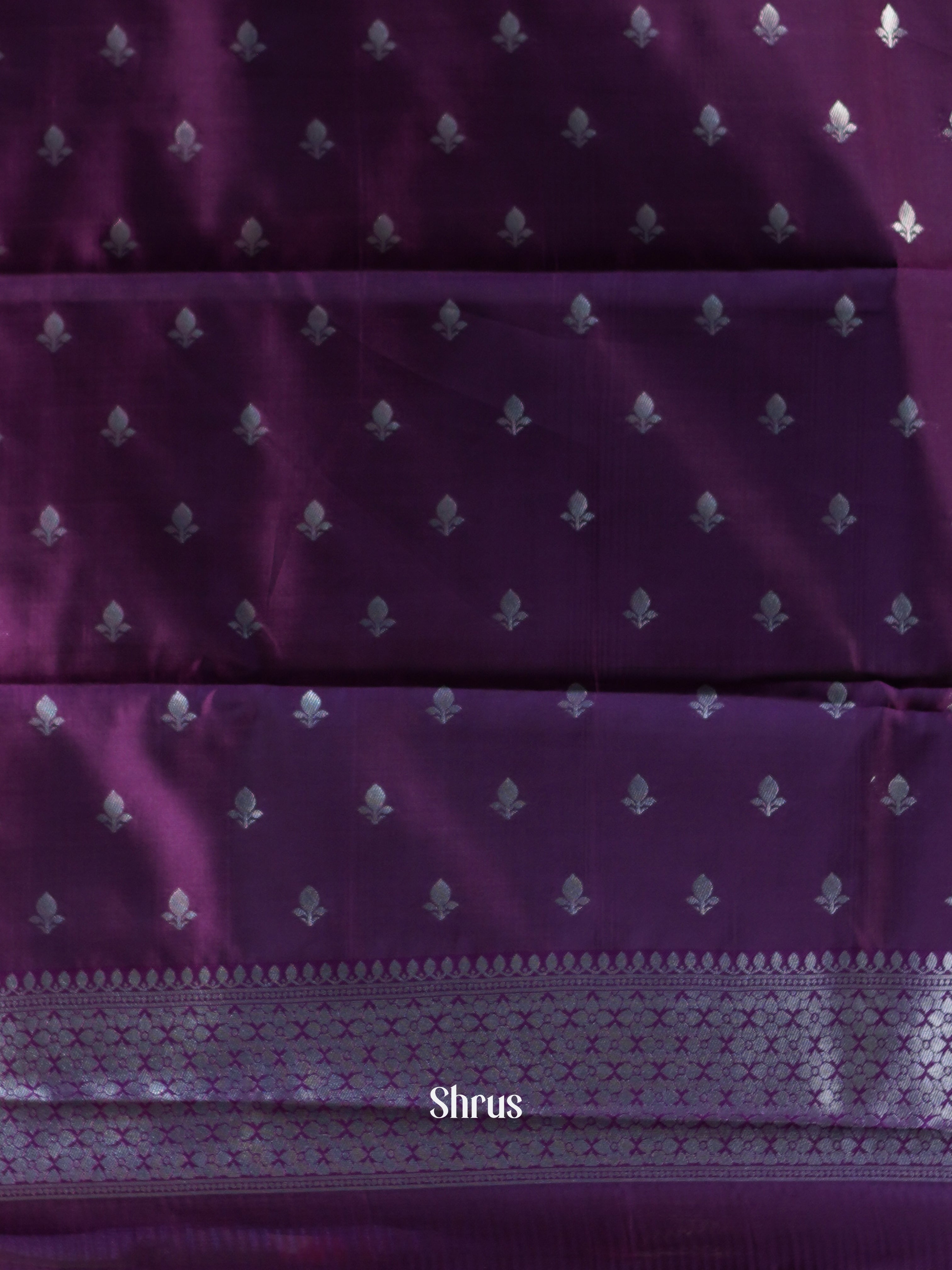 Grey & Purple- Semi Arani Silk Saree - Shop on Shrus.com