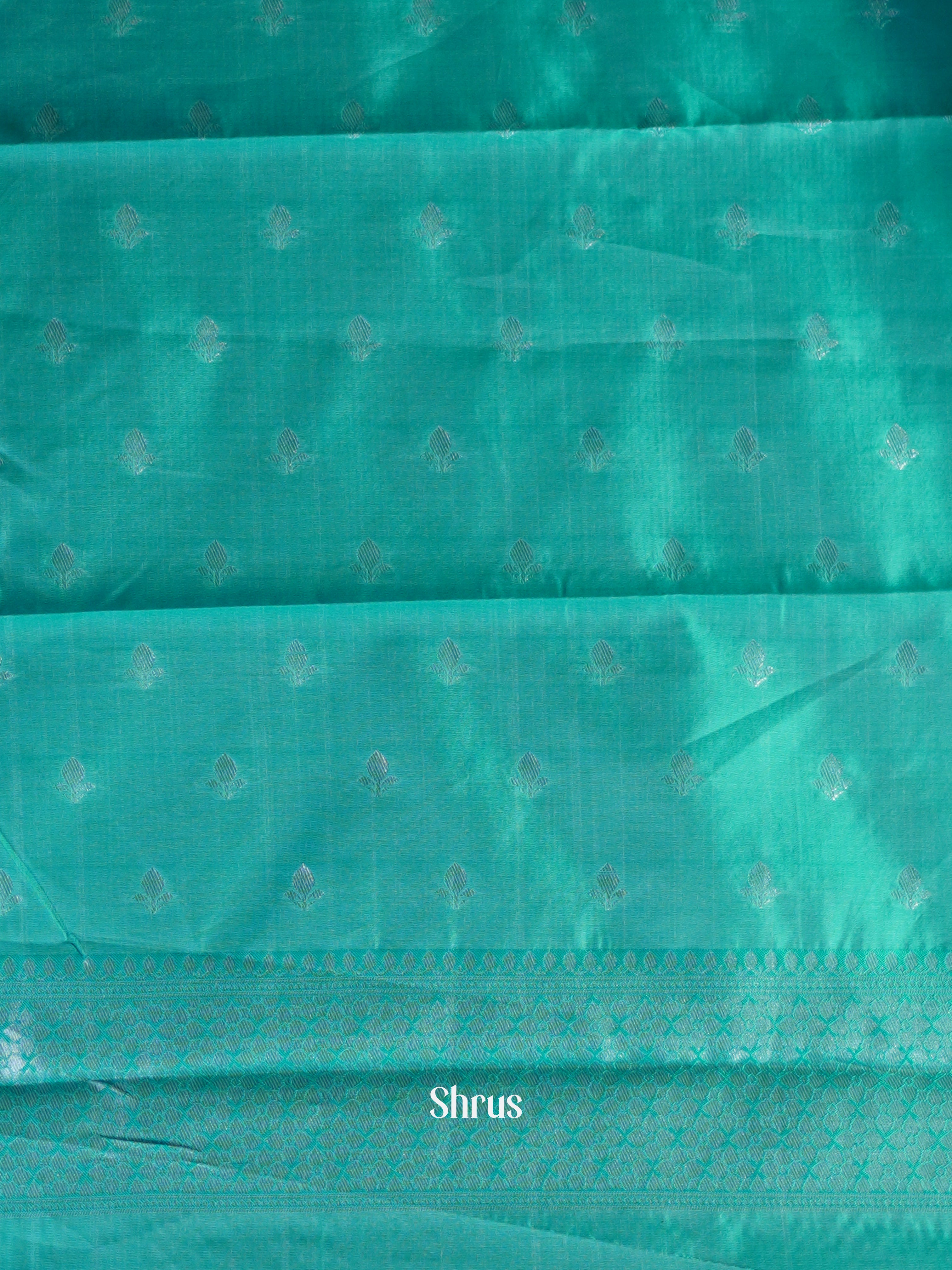 Cream & Teal - Semi Arani Silk Saree - Shop on Shrus.com