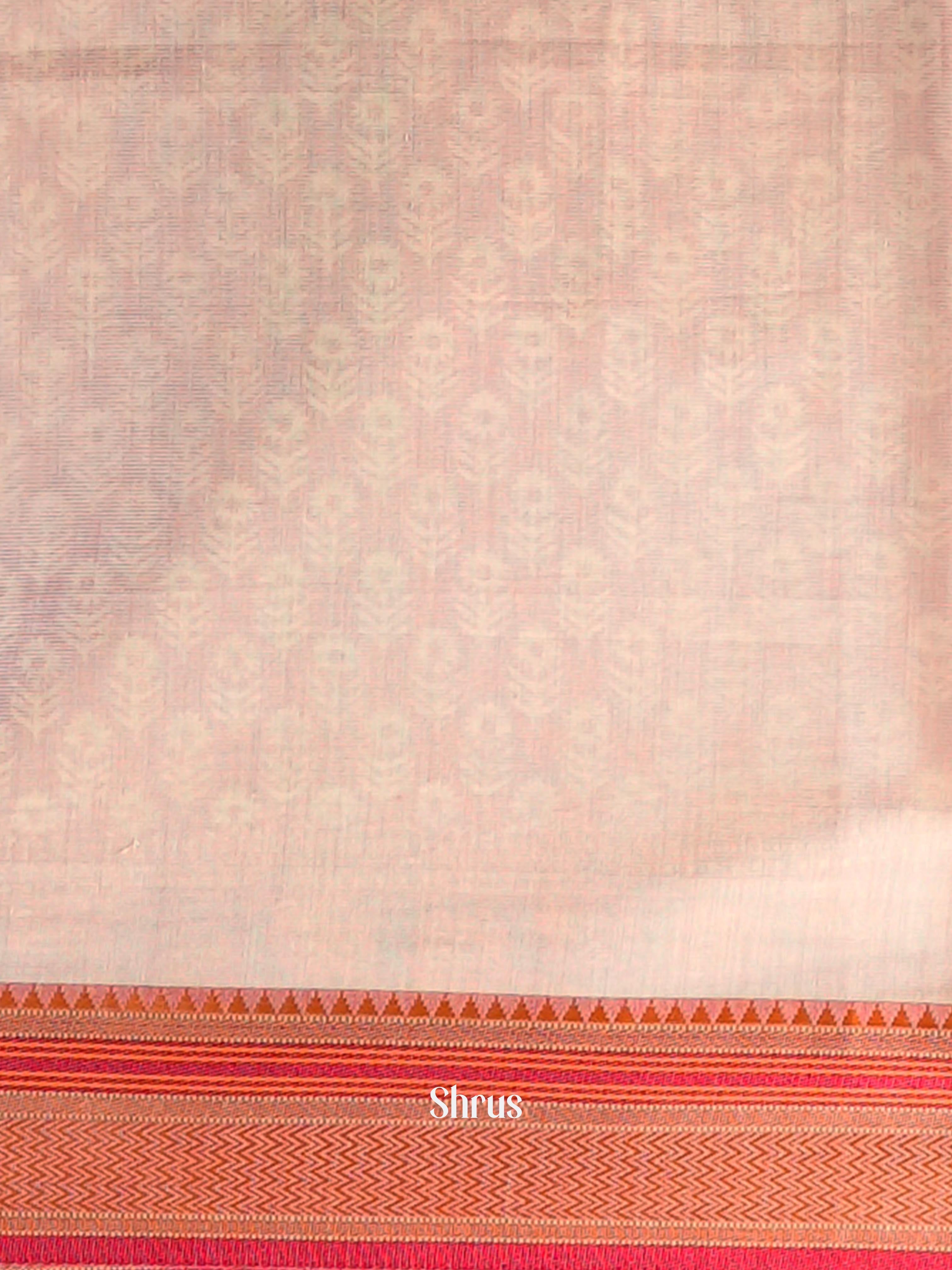 Pink & Cream - Semi Chanderi Saree - Shop on Shrus.com