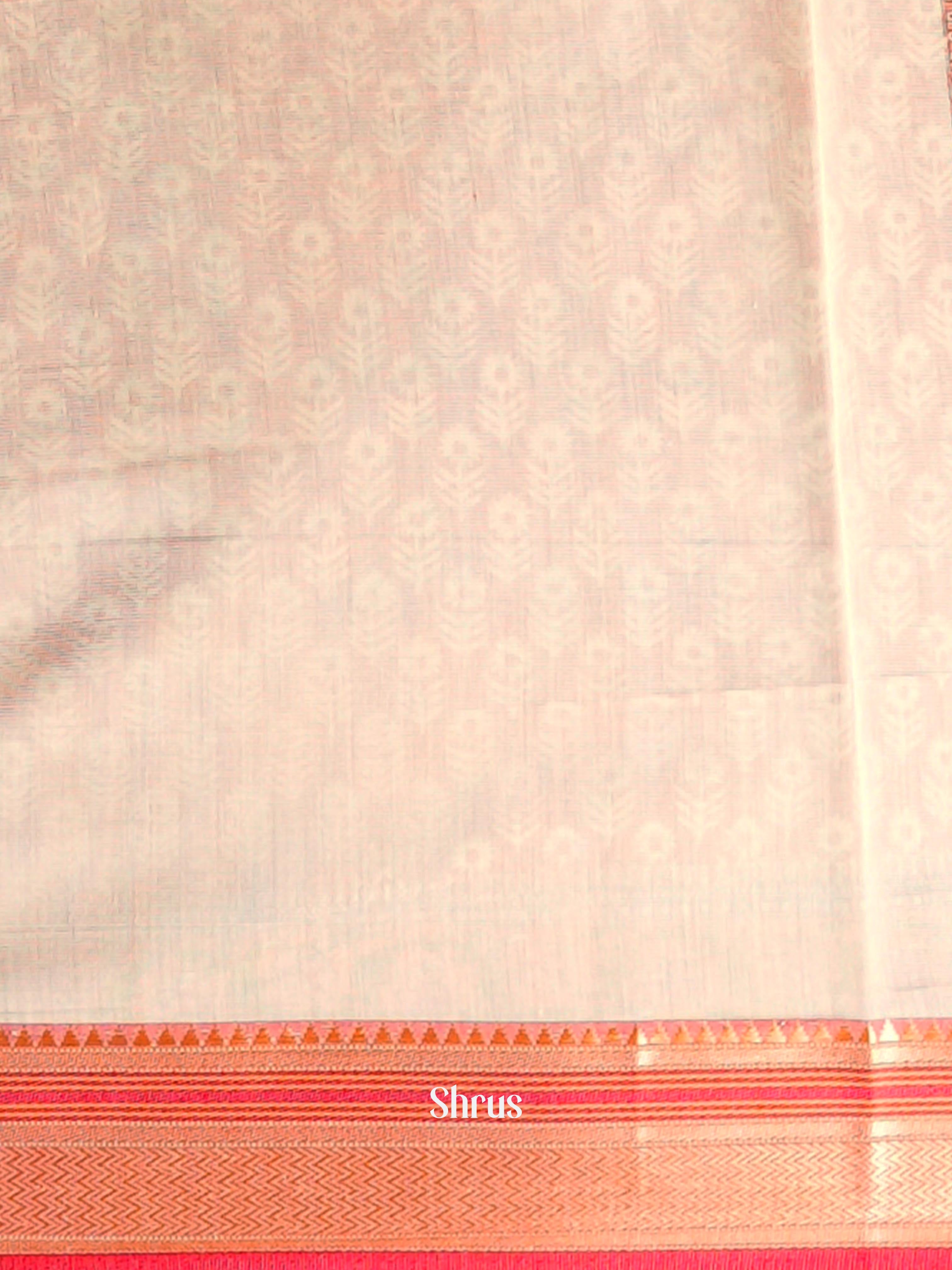 Orange & Cream - Semi Chanderi Saree - Shop on Shrus.com