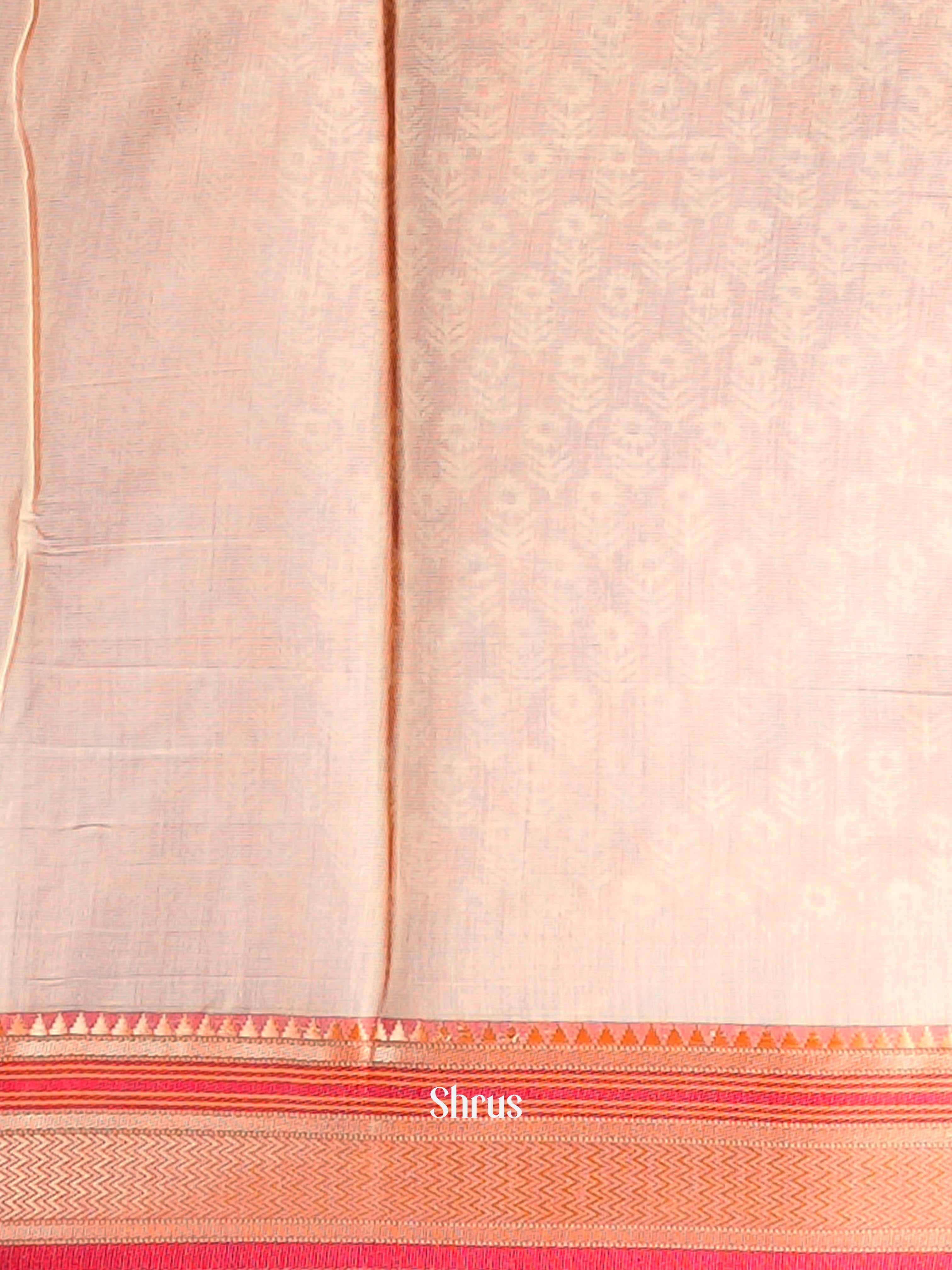 Orange & Cream - Semi Chanderi Saree - Shop on Shrus.com