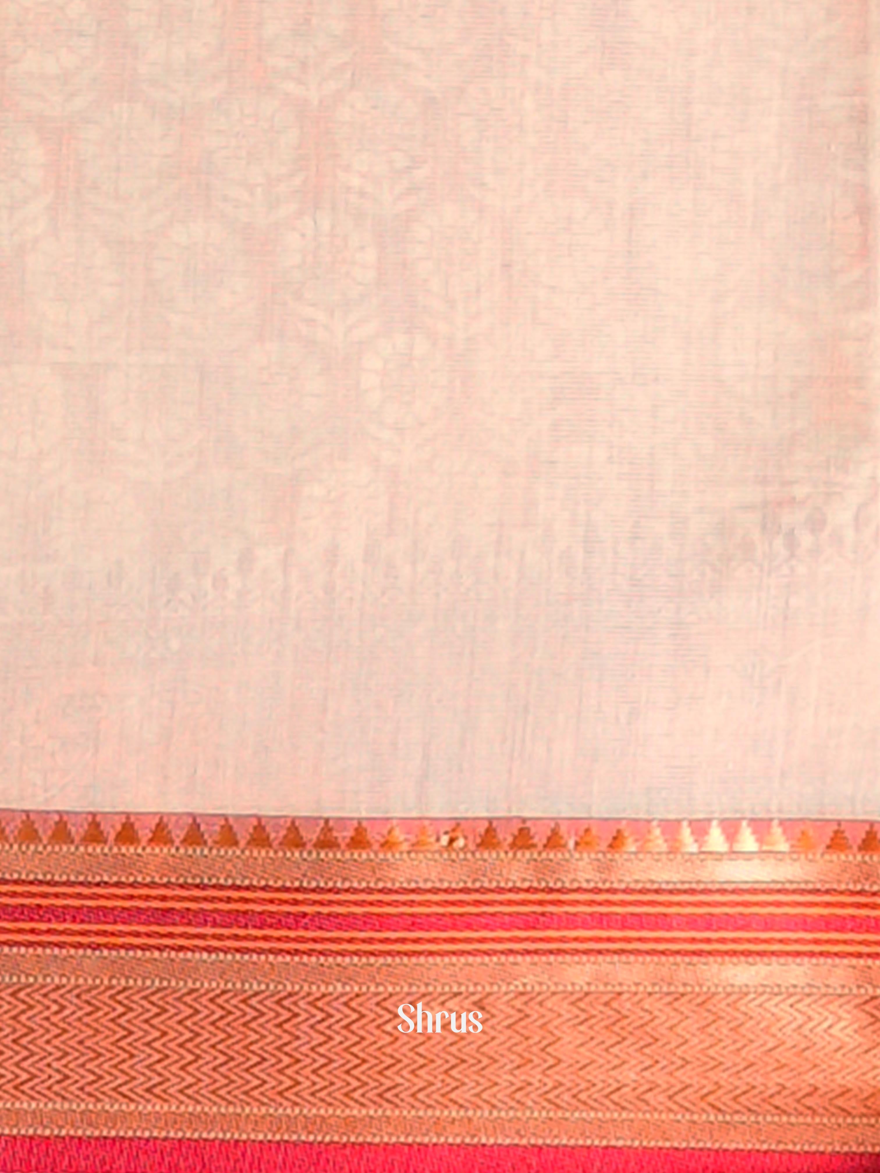 Orange & Cream - Semi Chanderi Saree - Shop on Shrus.com