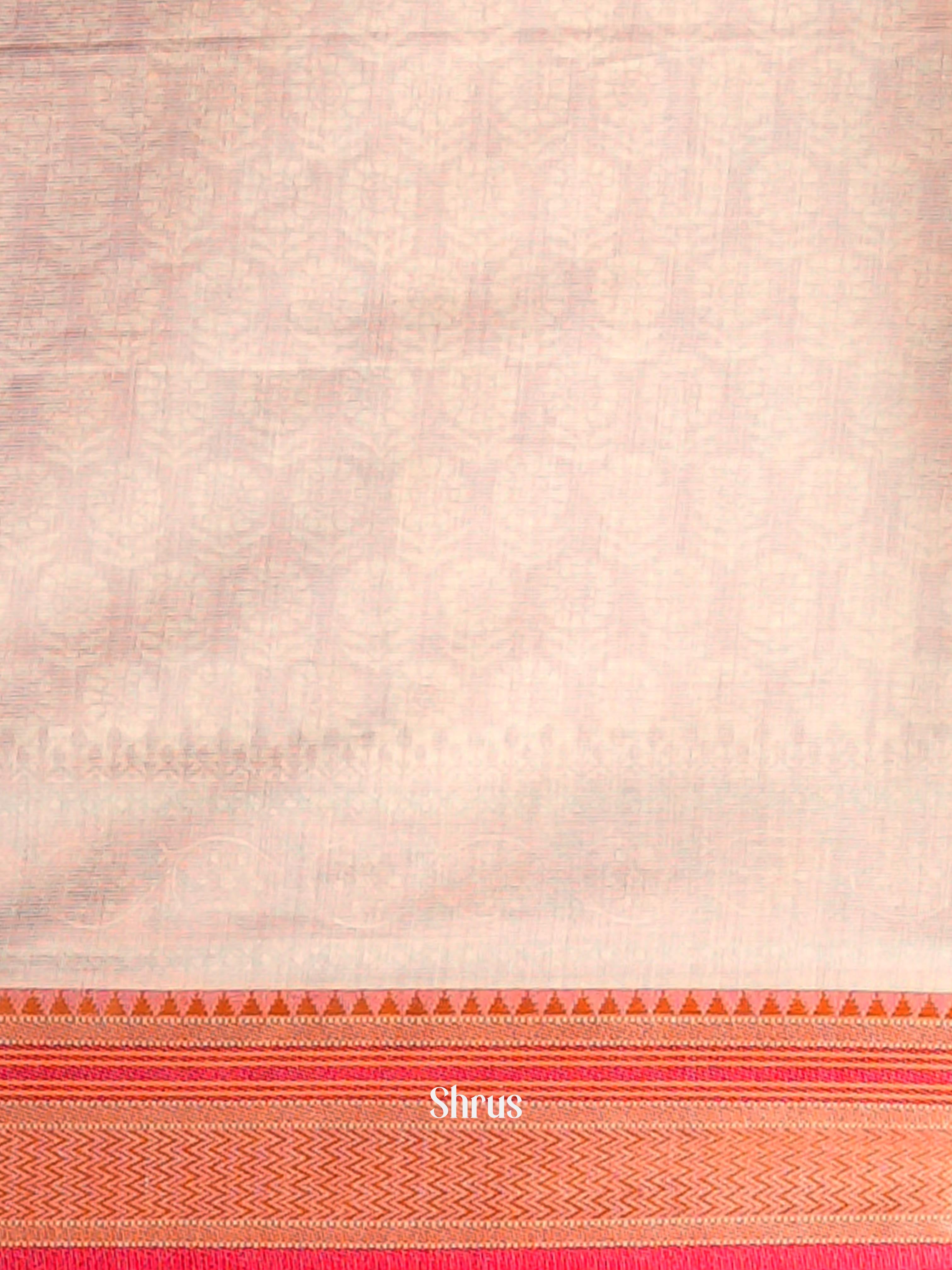 Pink & Cream - Semi Chanderi Saree - Shop on Shrus.com