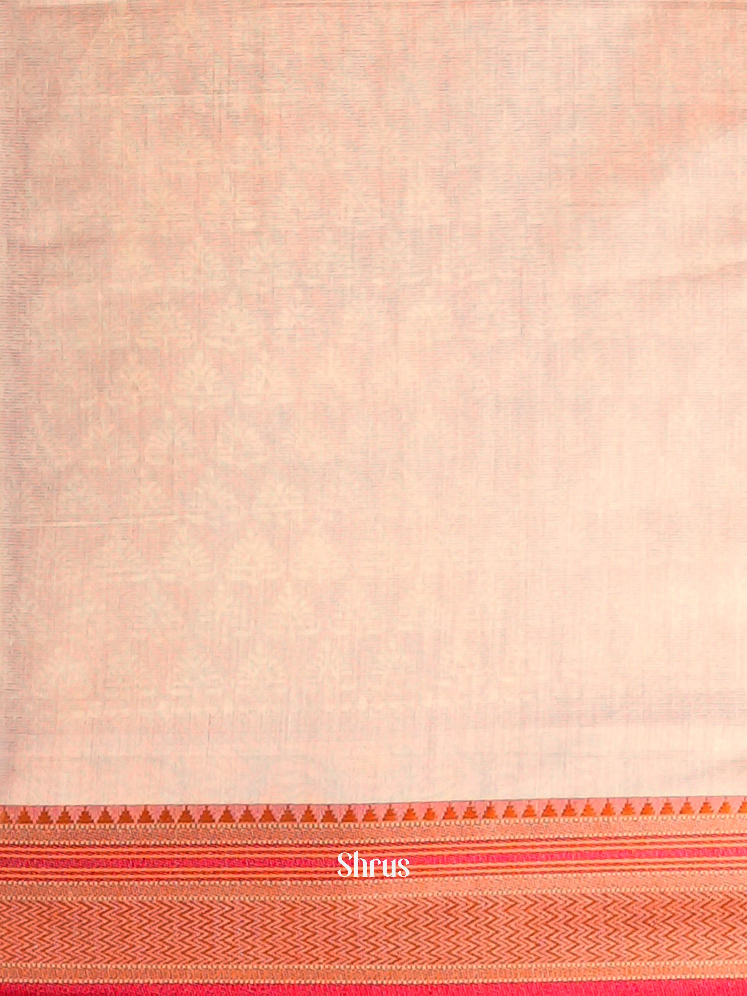 Orange & Cream - Semi Chanderi Saree - Shop on Shrus.com