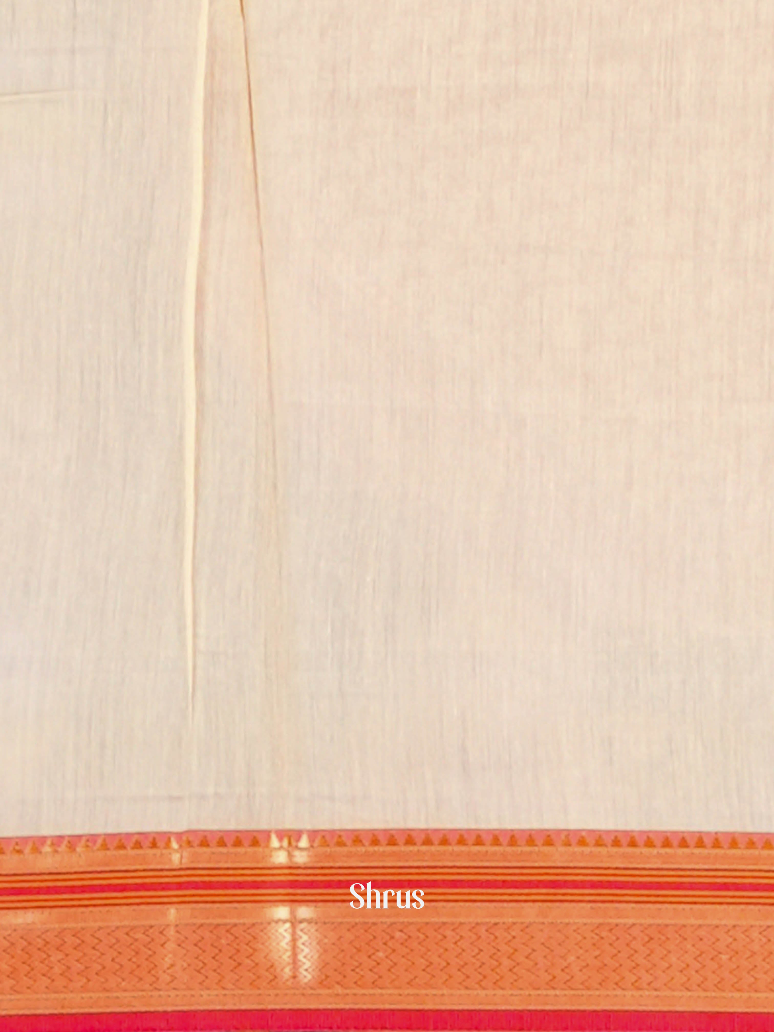 Orange & Cream - Semi Chanderi Saree - Shop on Shrus.com