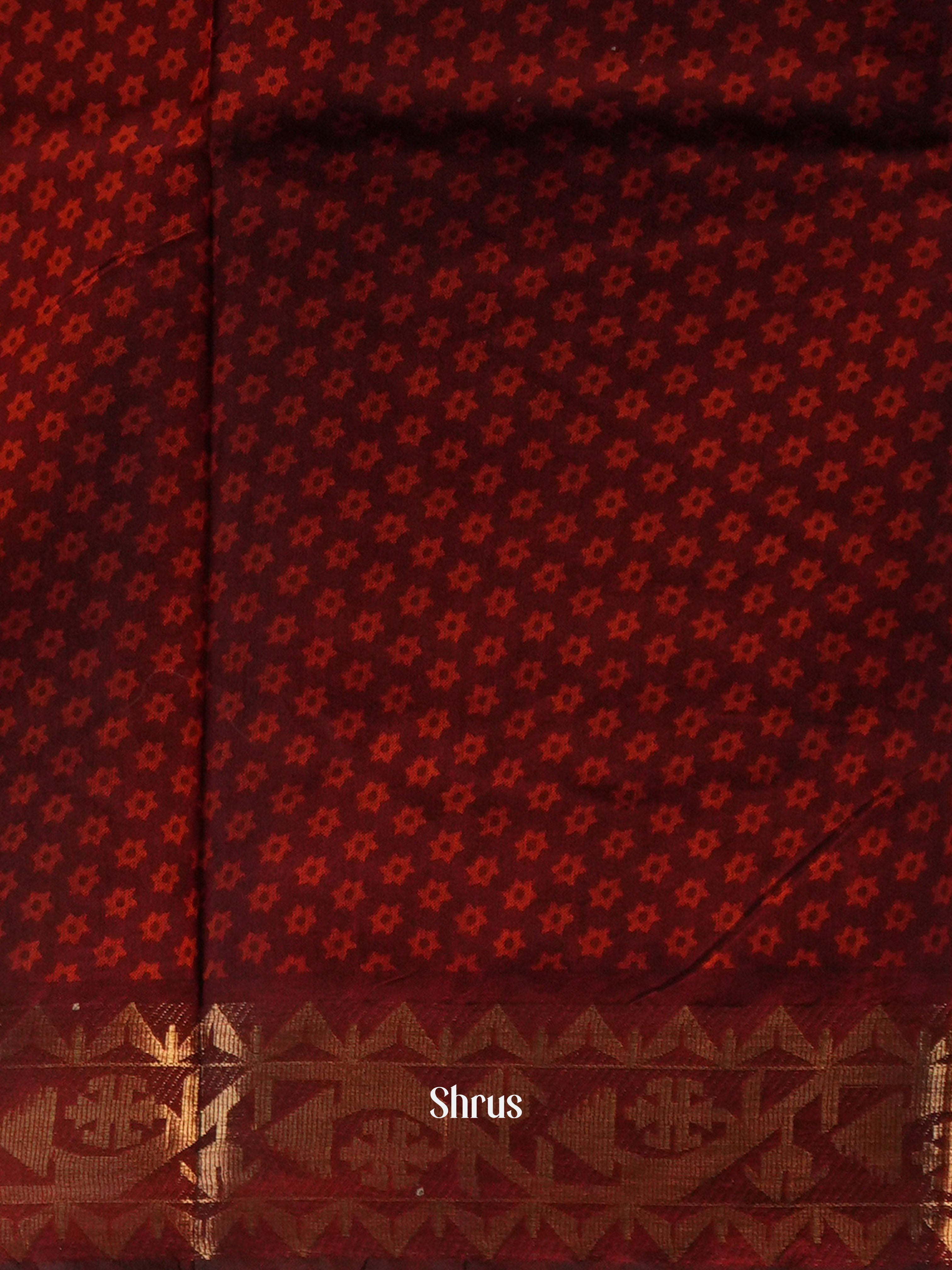 Grey & Maroon - Semi Chanderi Saree - Shop on Shrus.com