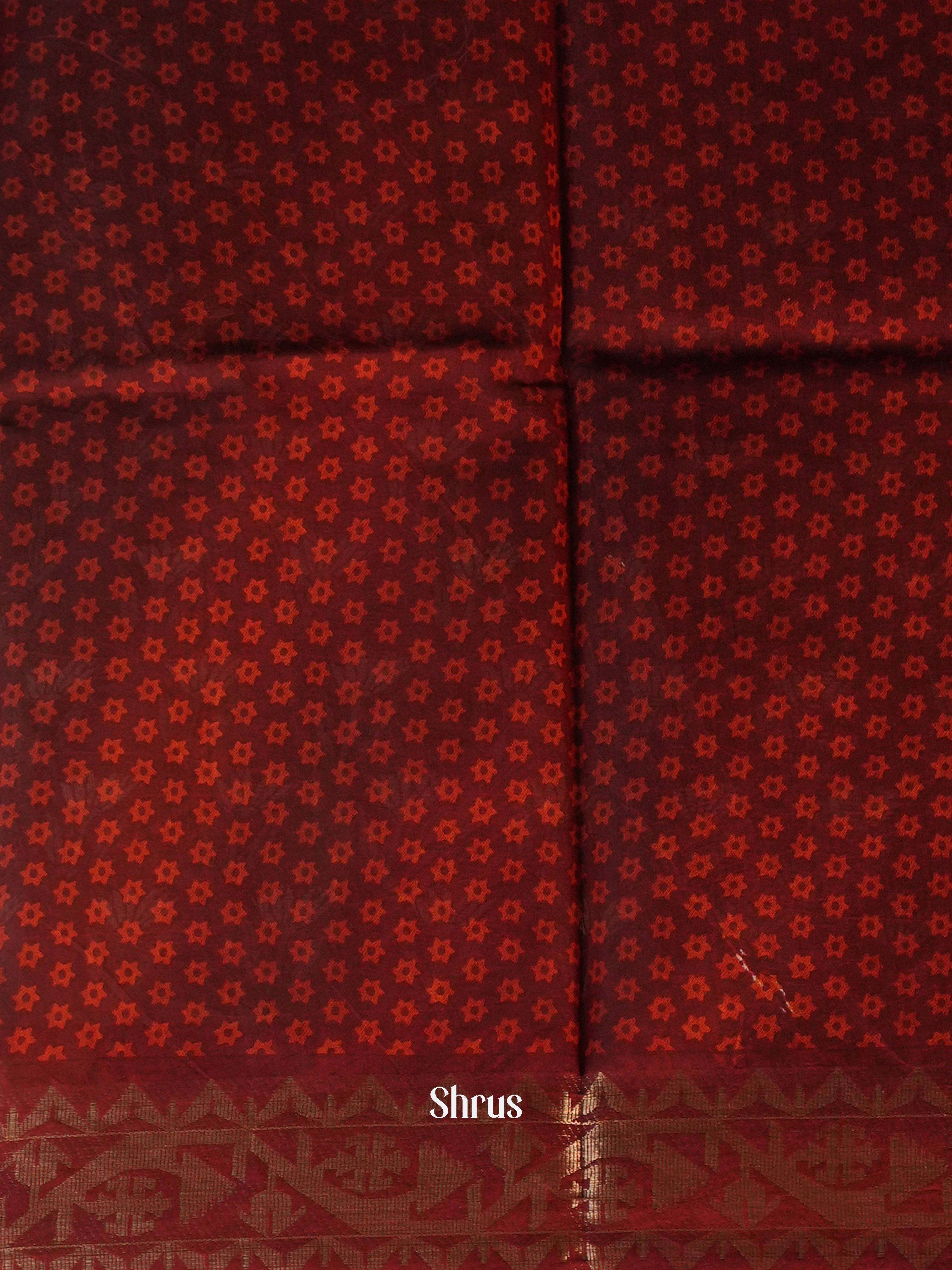 Grey & Maroon - Semi Chanderi Saree - Shop on Shrus.com