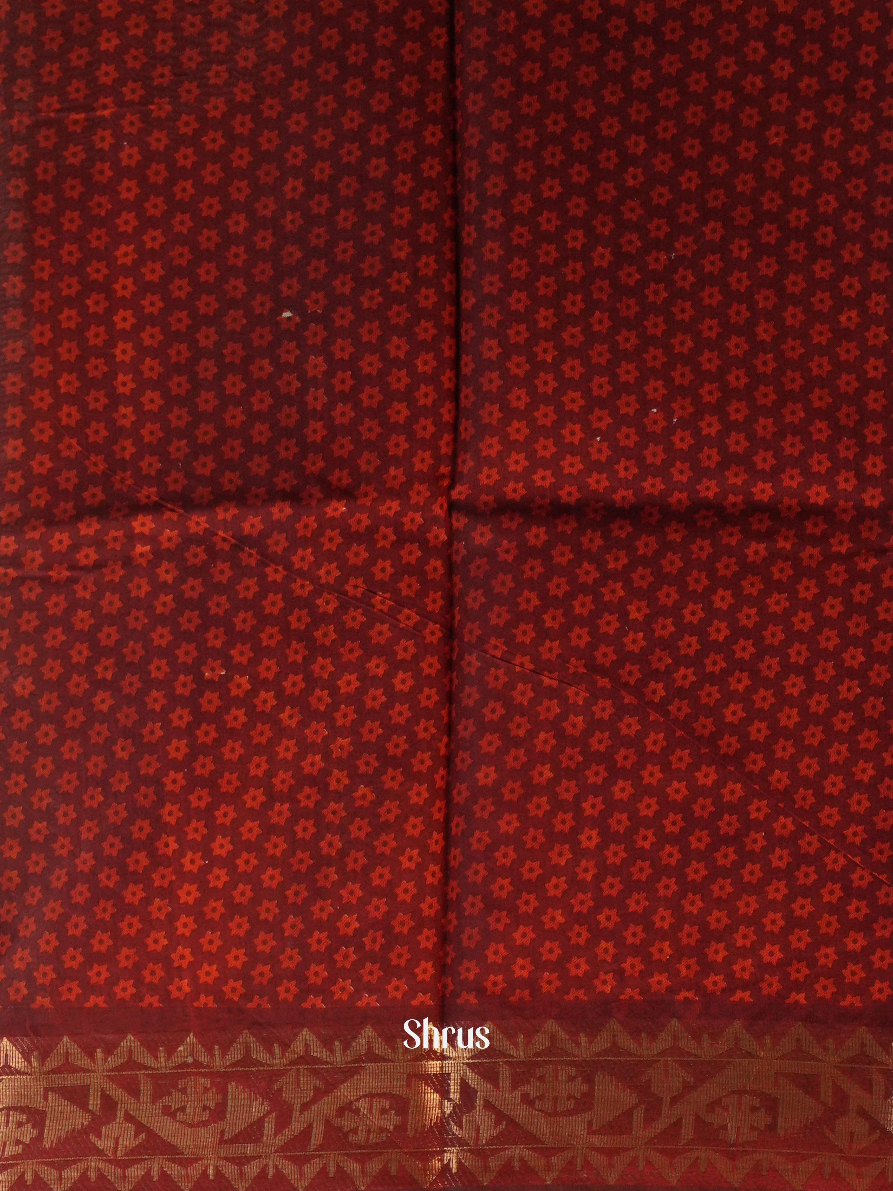 Grey & Maroon- Semi Chanderi Saree - Shop on Shrus.com