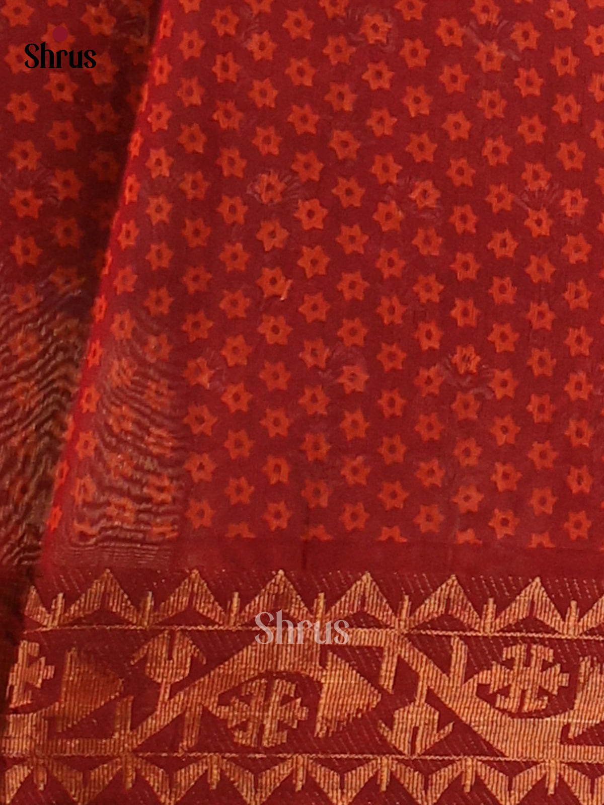 Grey with Maroon - Semi Chanderi - CIS06043 - Shop on Shrus.com