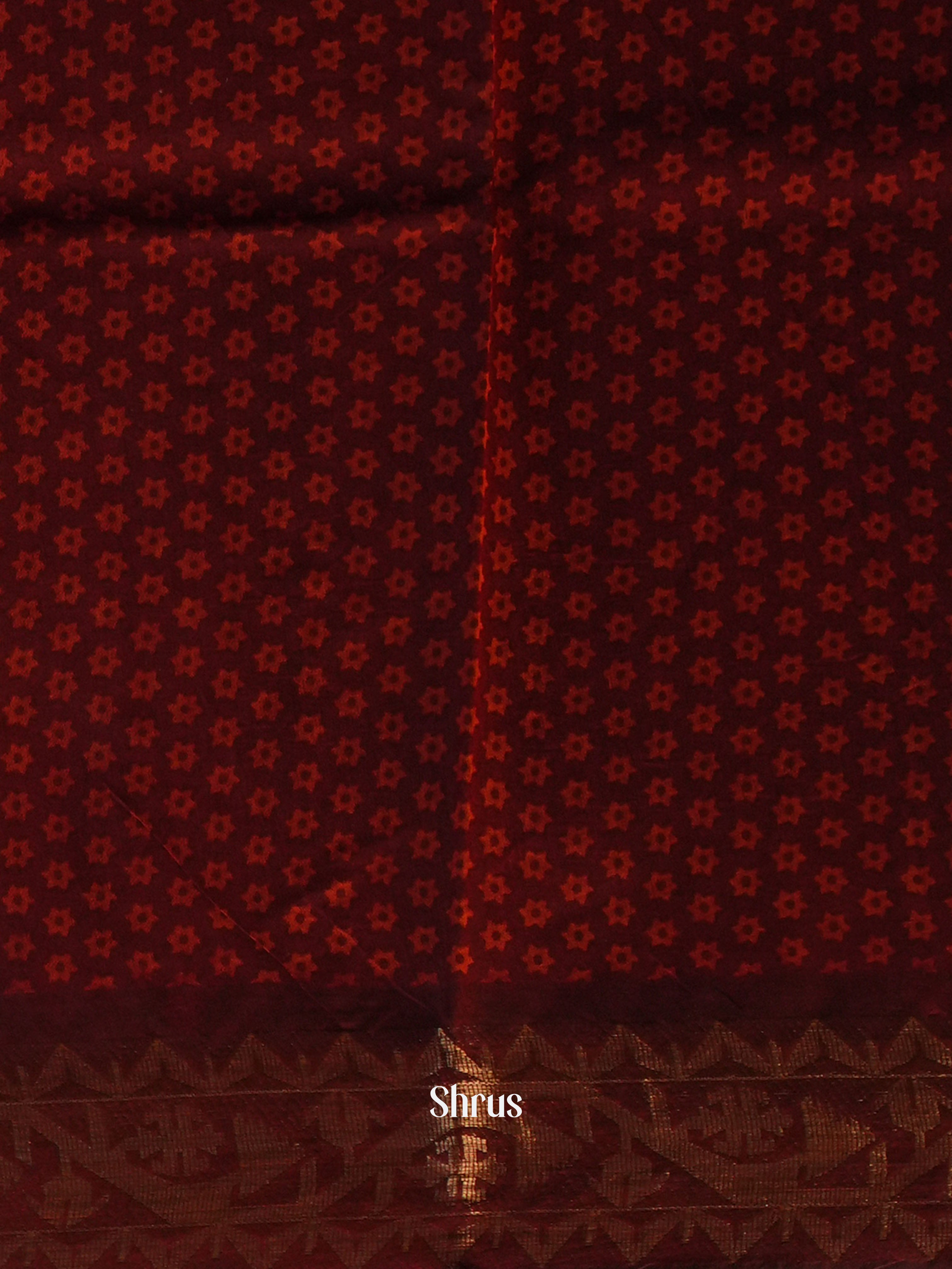Grey & Maroon- Semi Chanderi Saree - Shop on Shrus.com