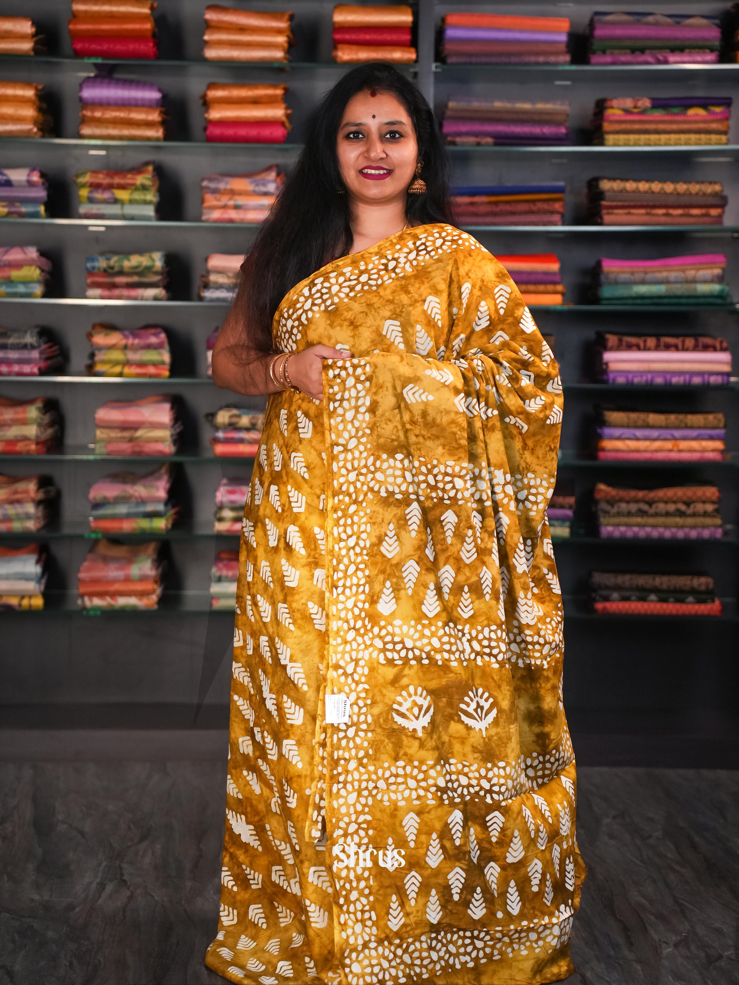 Golden Brown - Jaipur cotton Saree - Shop on Shrus.com