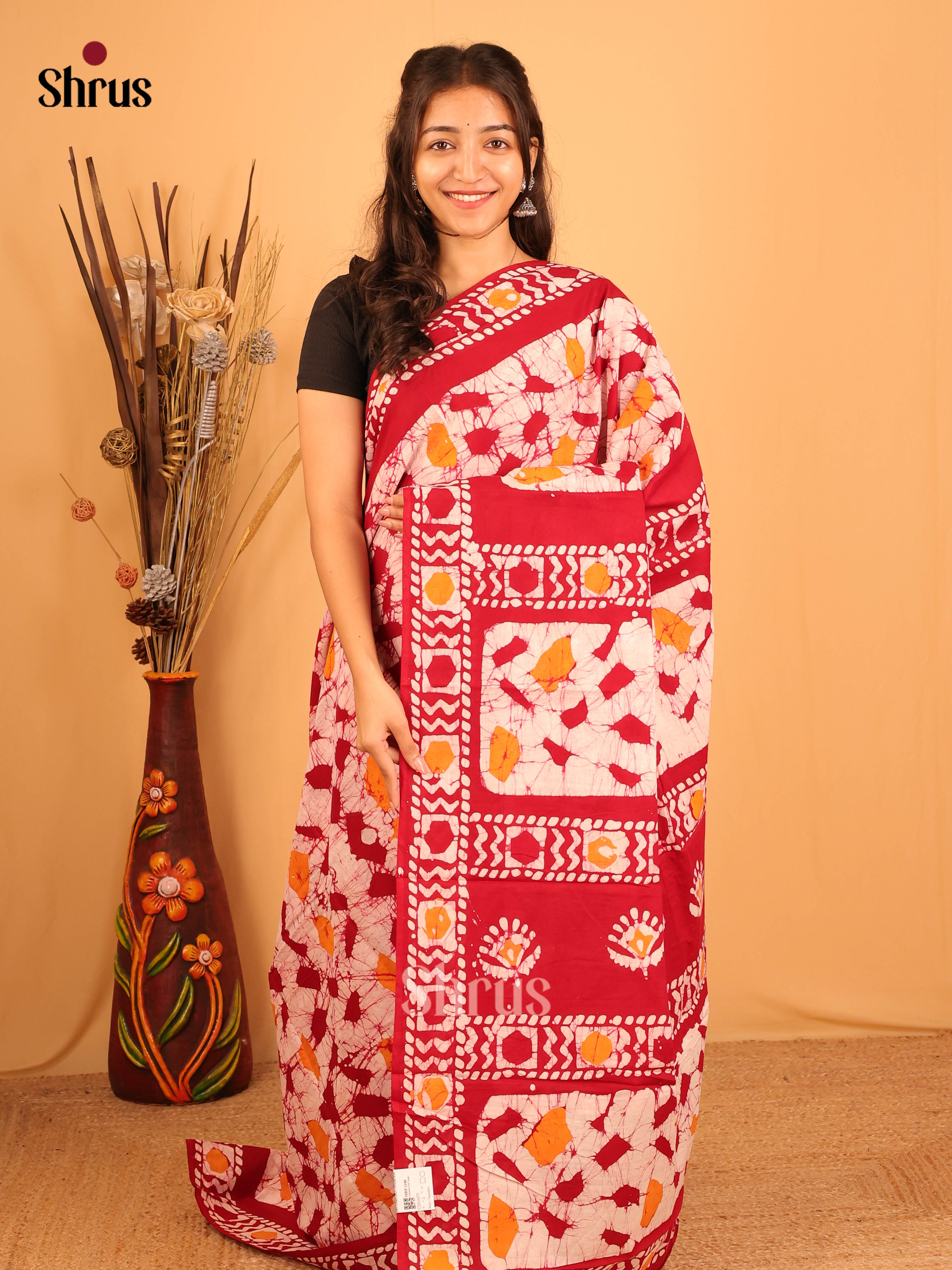 CIS06075 - Jaipur cotton Saree - Shop on Shrus.com