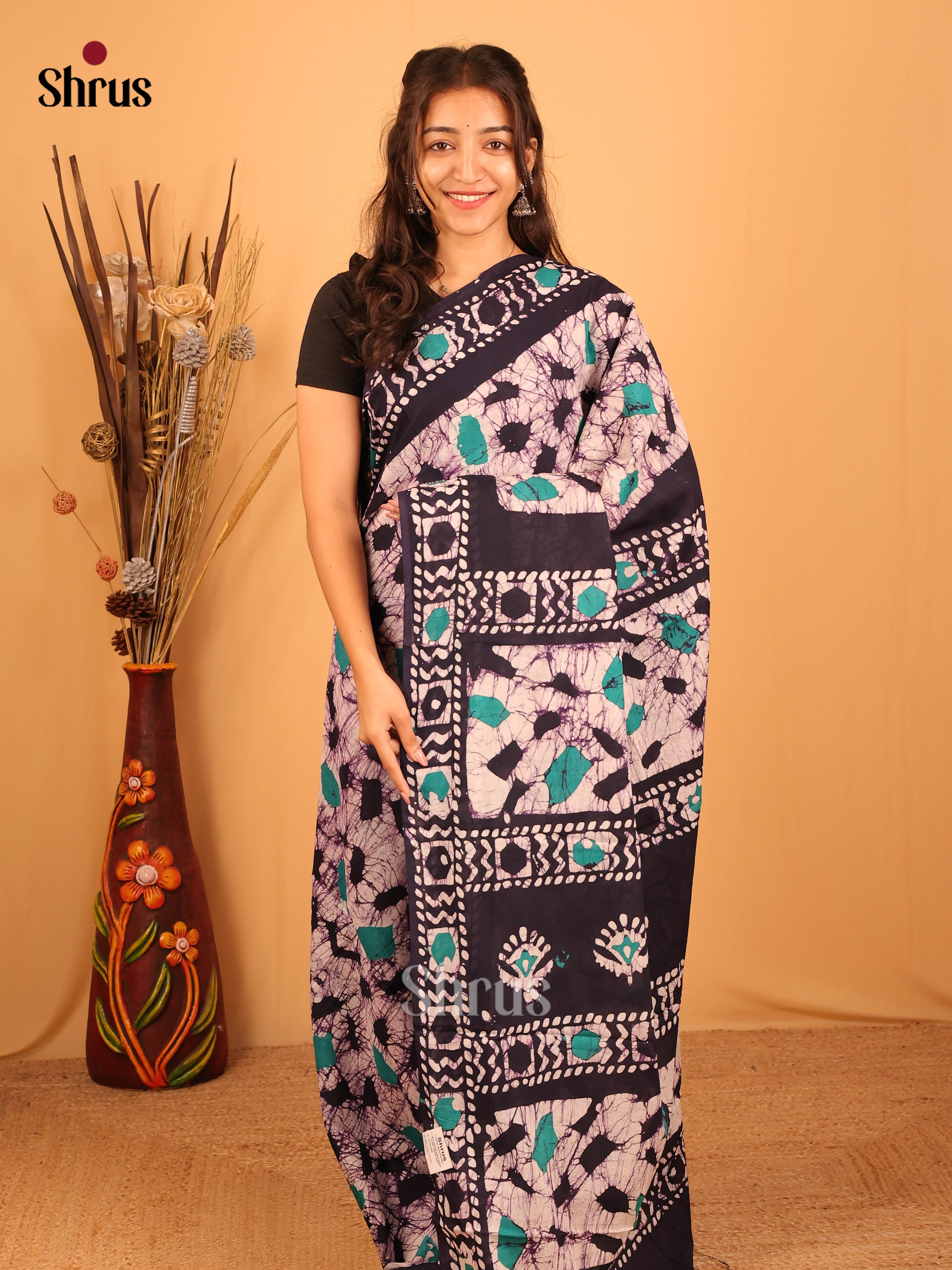 CIS06077 - Jaipur cotton Saree - Shop on Shrus.com