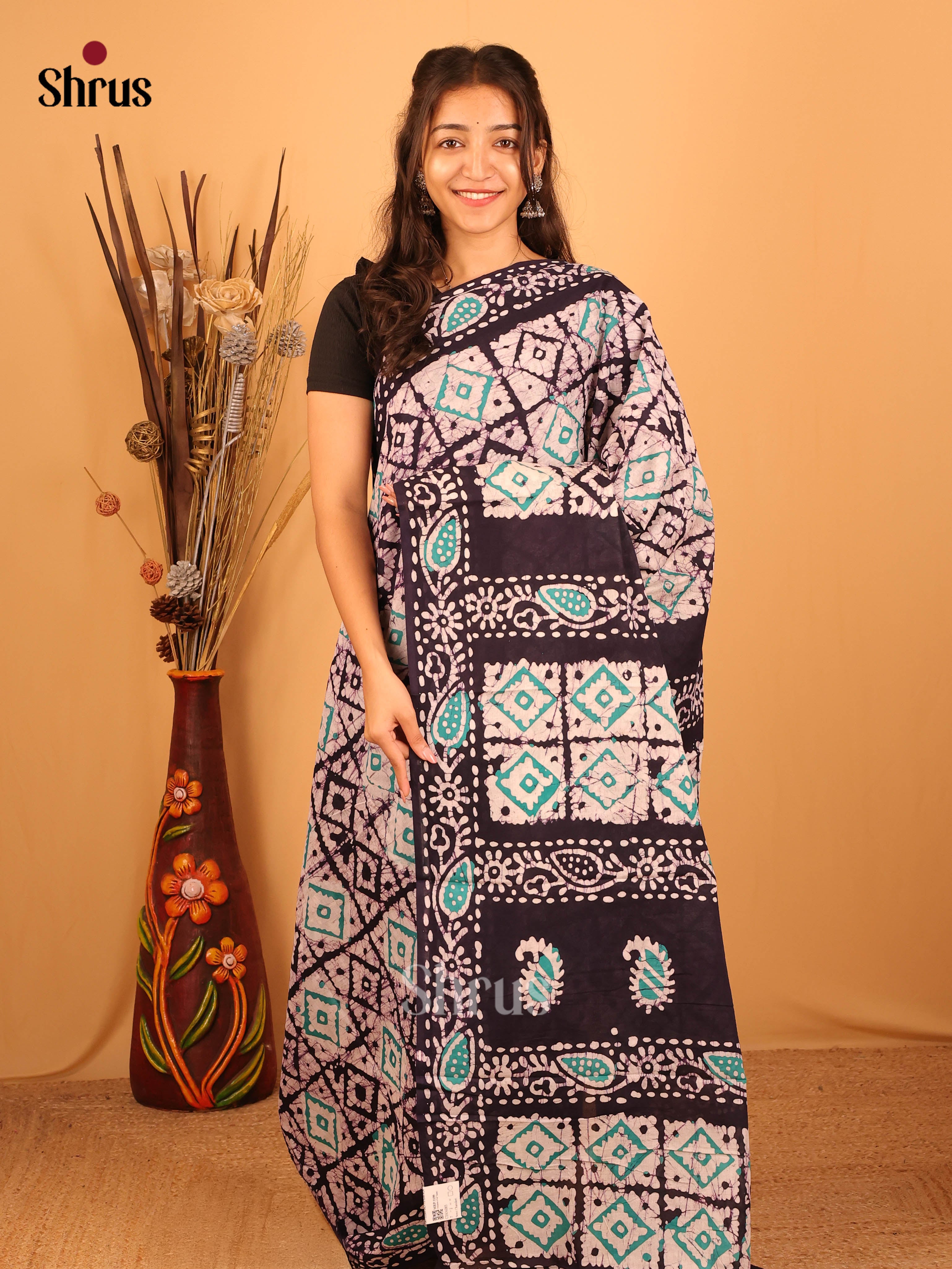 CIS06085 - Jaipur cotton Saree - Shop on Shrus.com