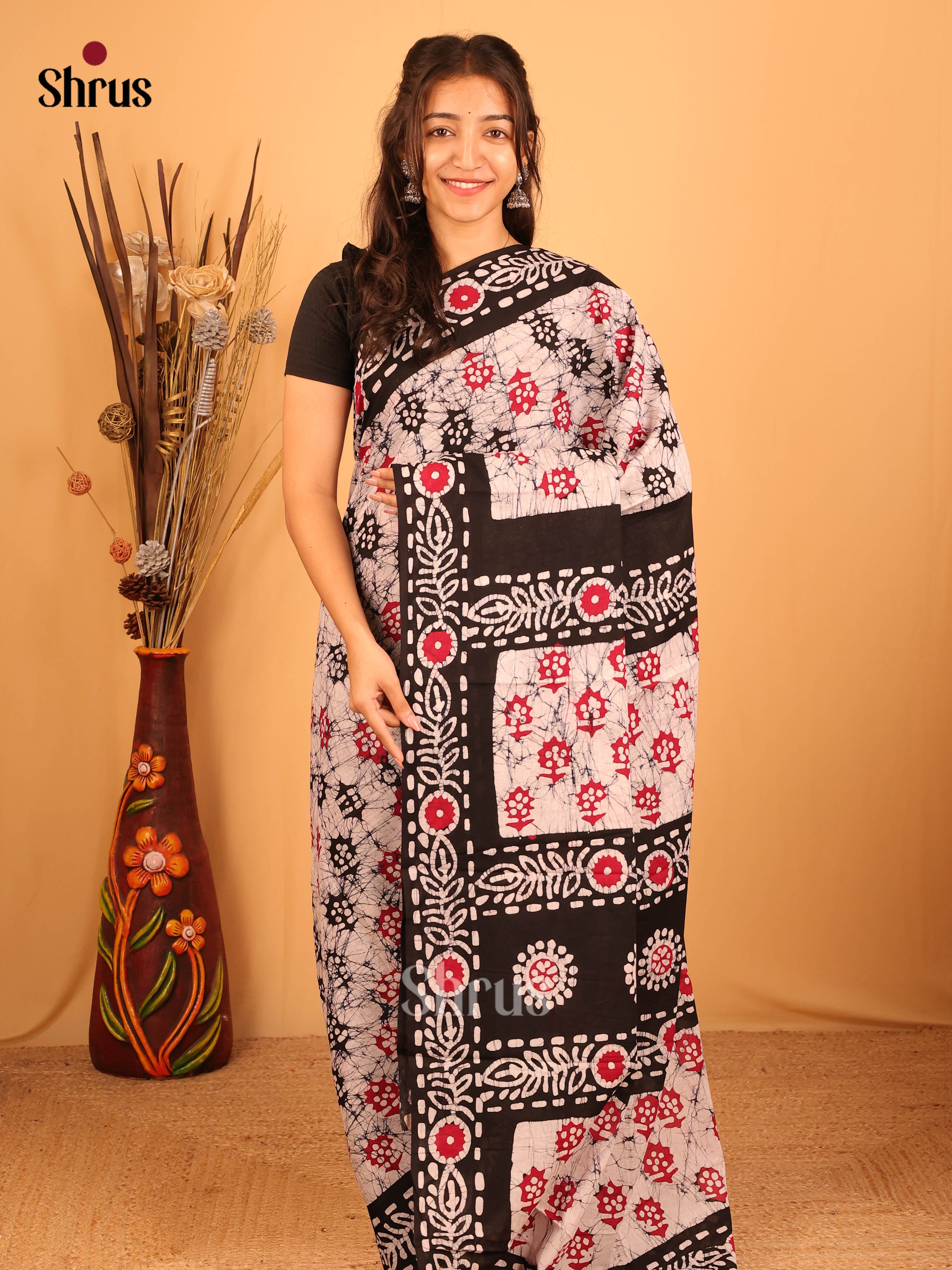 CIS06090 - Jaipur cotton Saree - Shop on Shrus.com