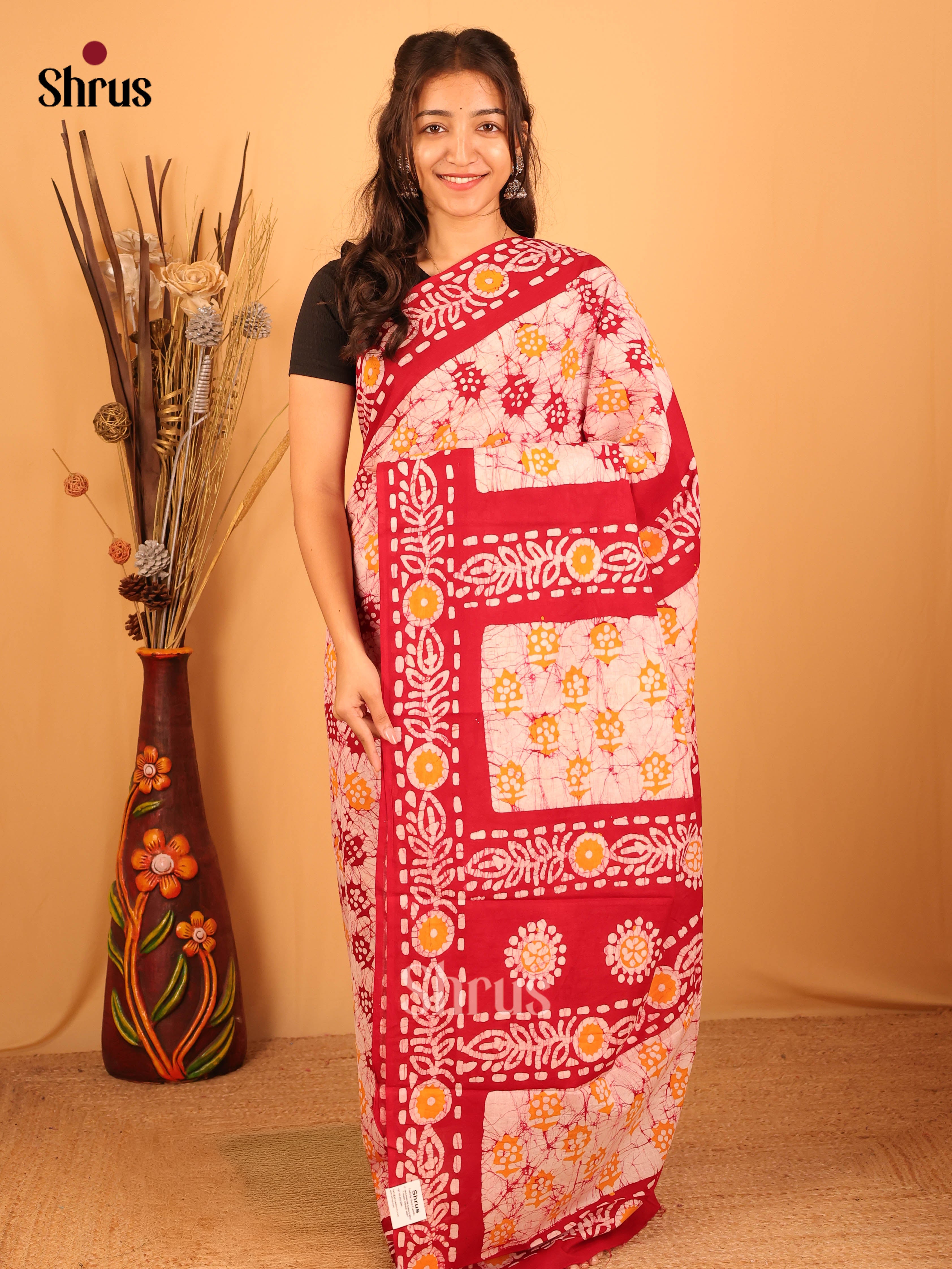CIS06091 - Jaipur cotton Saree - Shop on Shrus.com