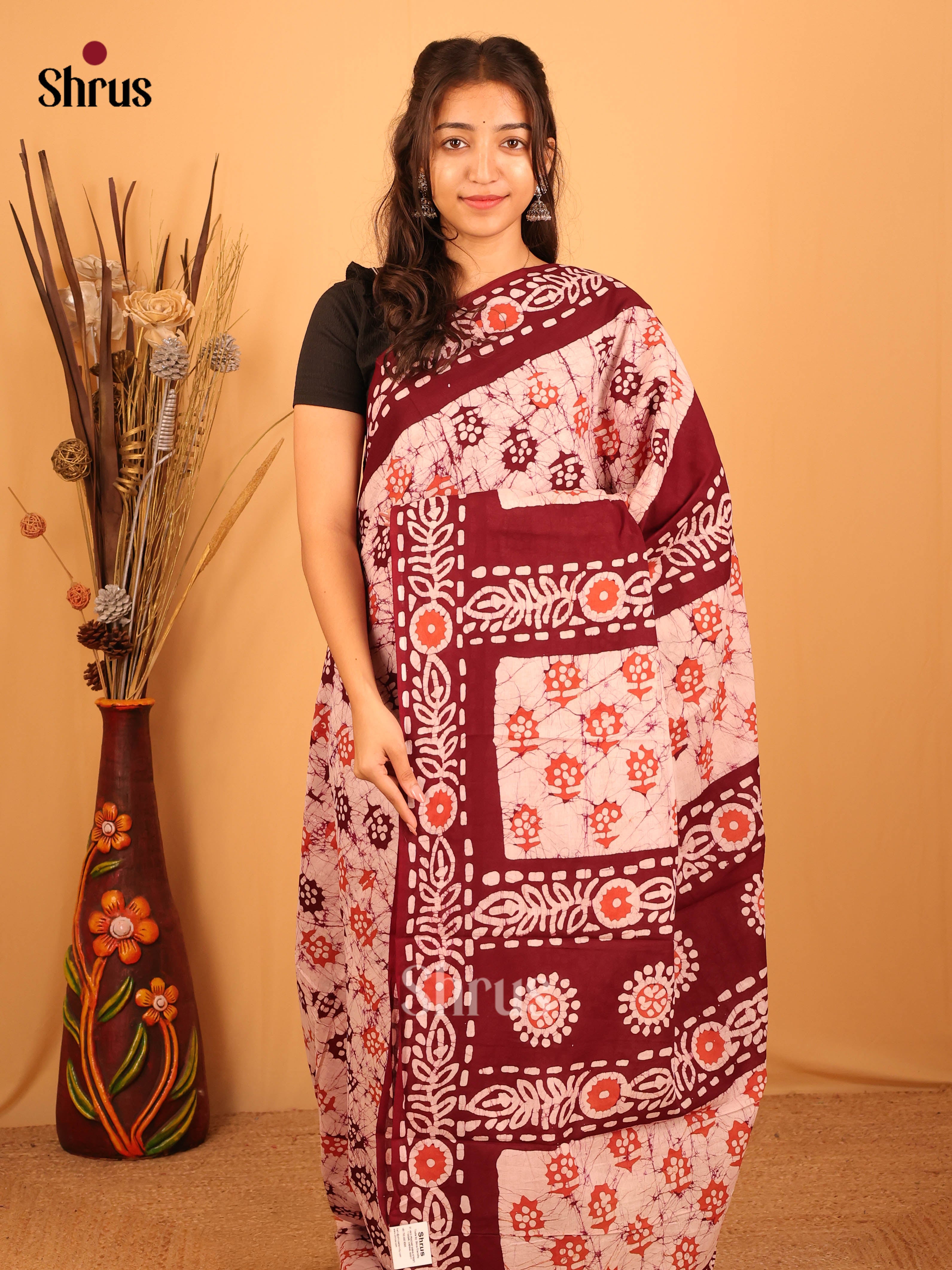 CIS06092 - Jaipur cotton Saree - Shop on Shrus.com