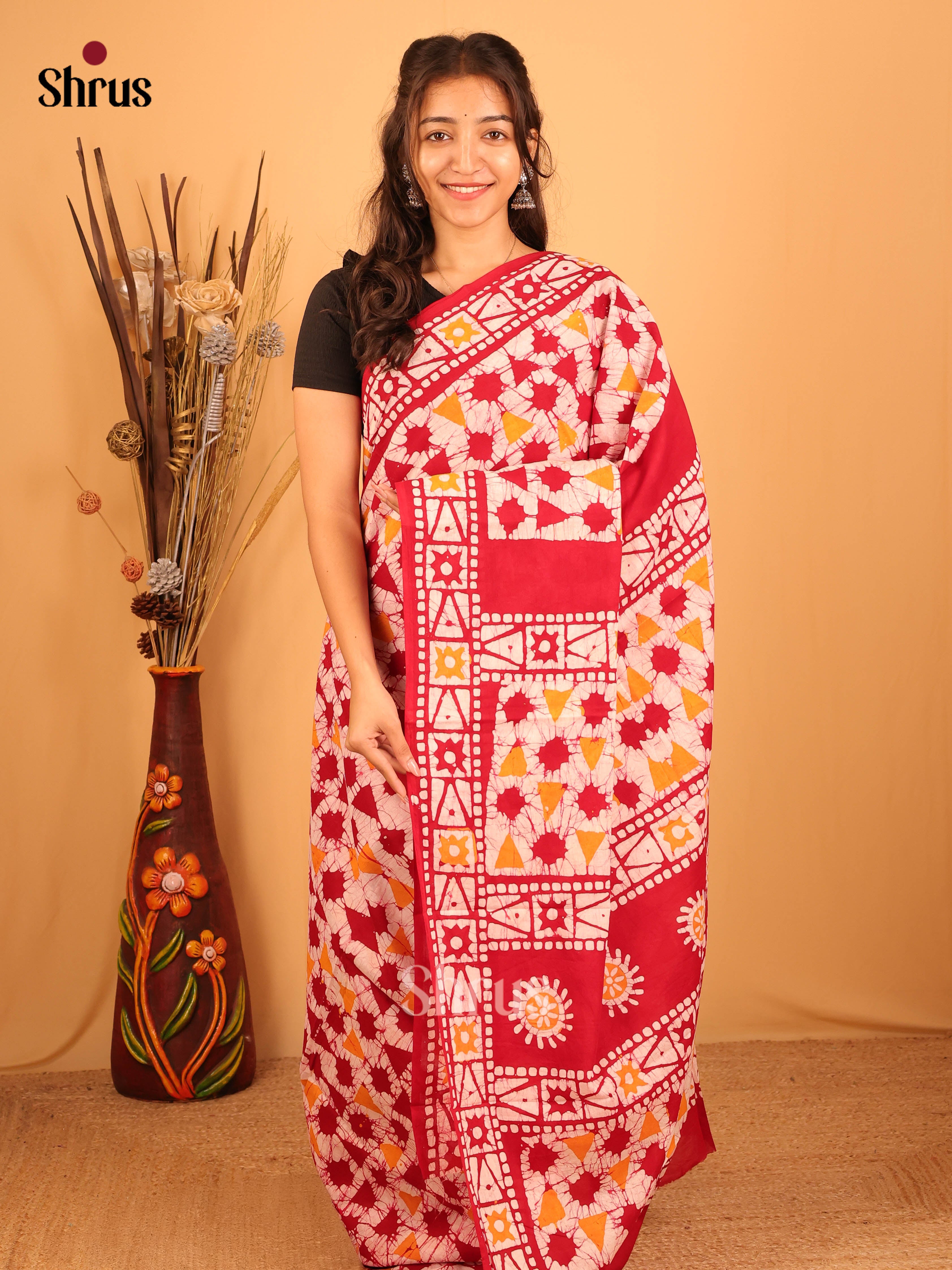 CIS06095 - Jaipur cotton Saree - Shop on Shrus.com