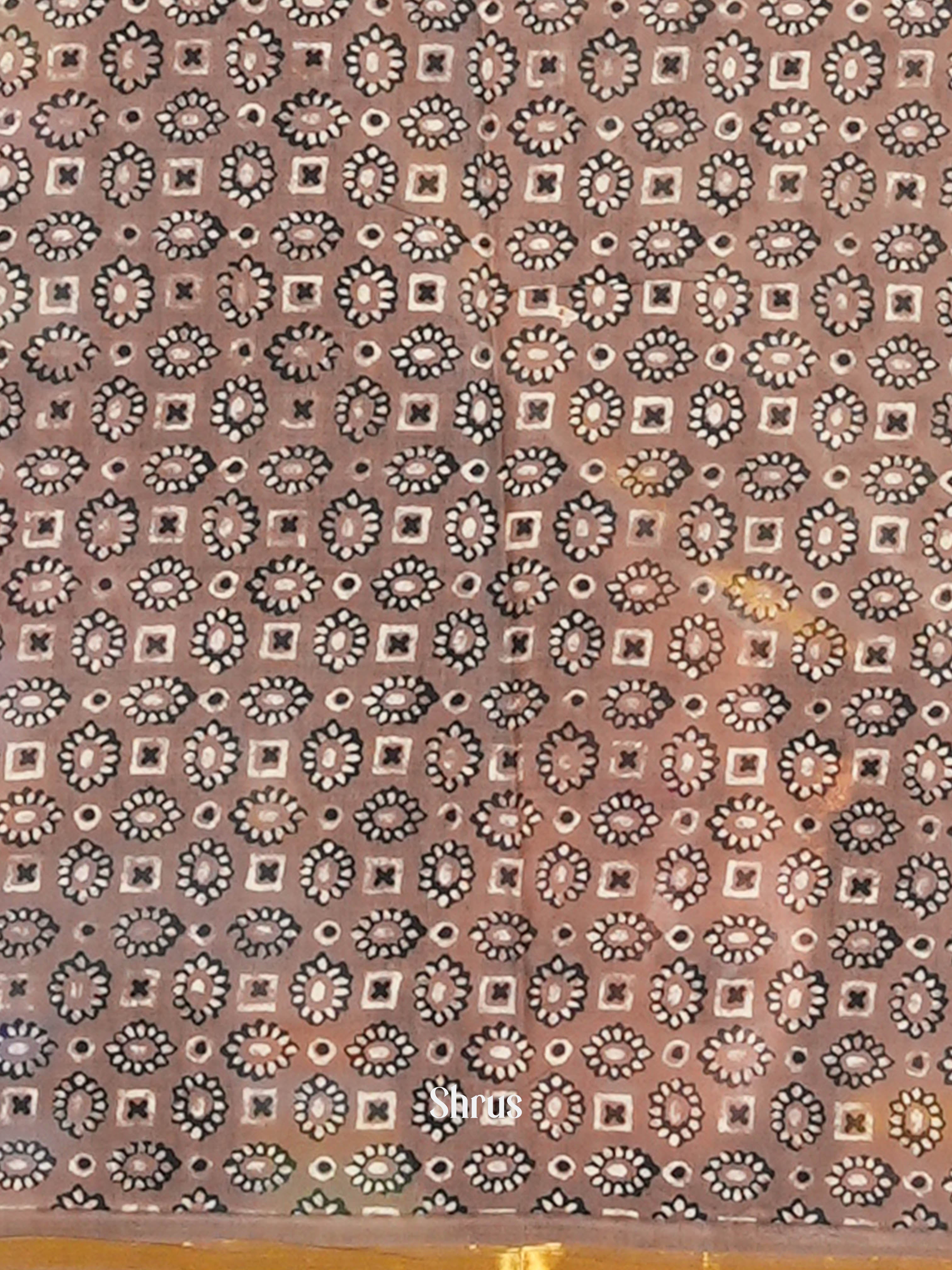 Cream & Chocolate Brown - Semi Chanderi Saree - Shop on Shrus.com