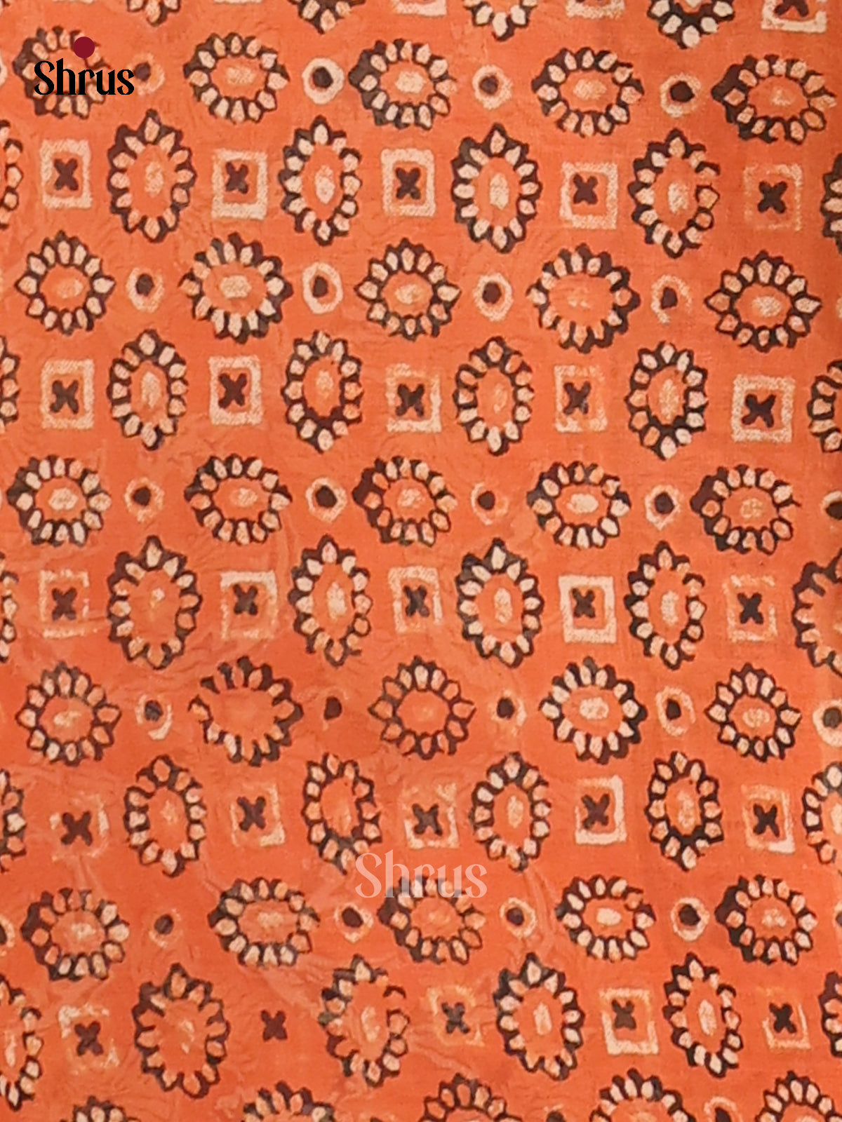 Orange with peach - Semi Chanderi - CIS06115 - Shop on Shrus.com