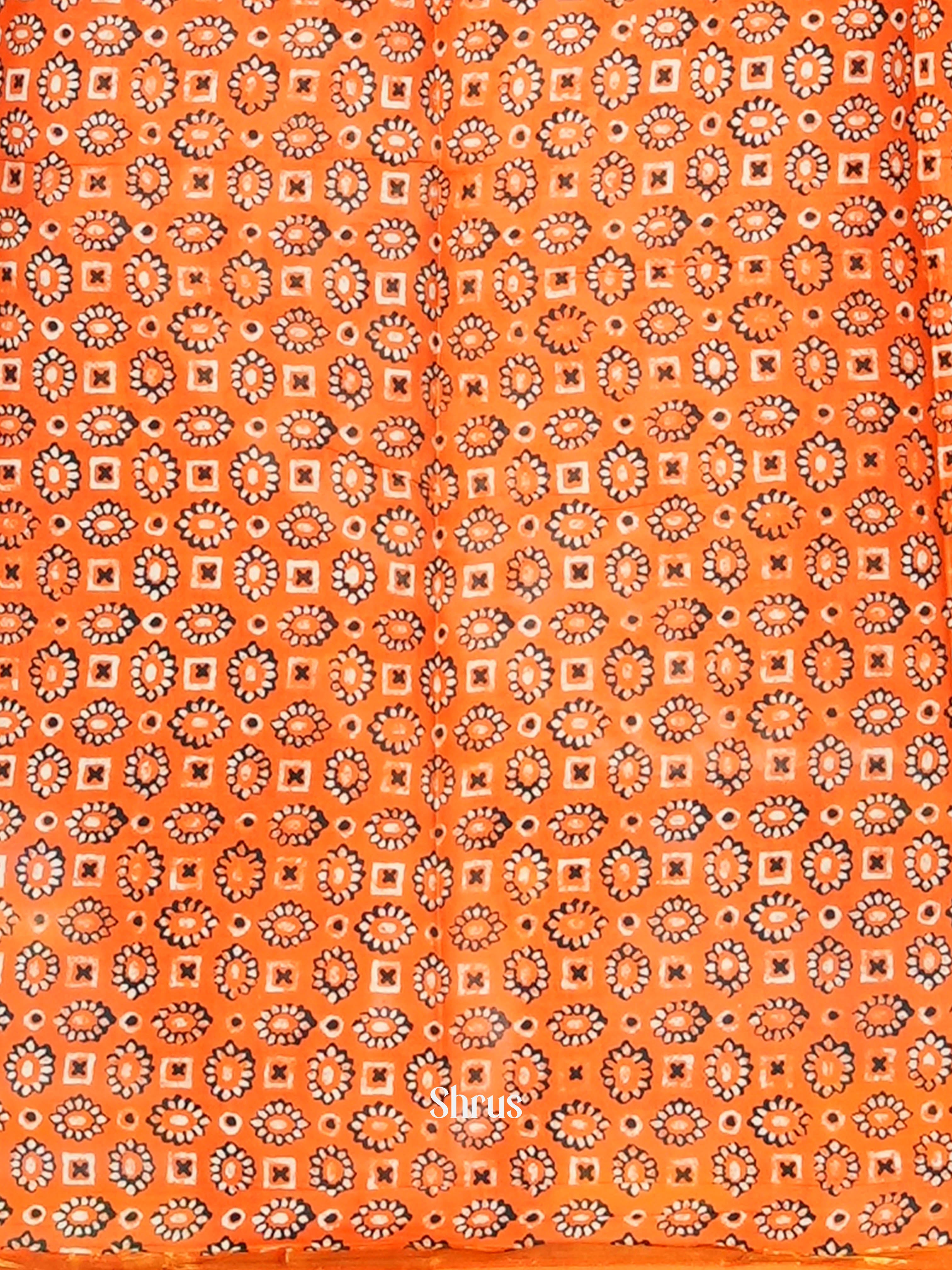 Creamy Orange - Semi Chanderi Saree - Shop on Shrus.com