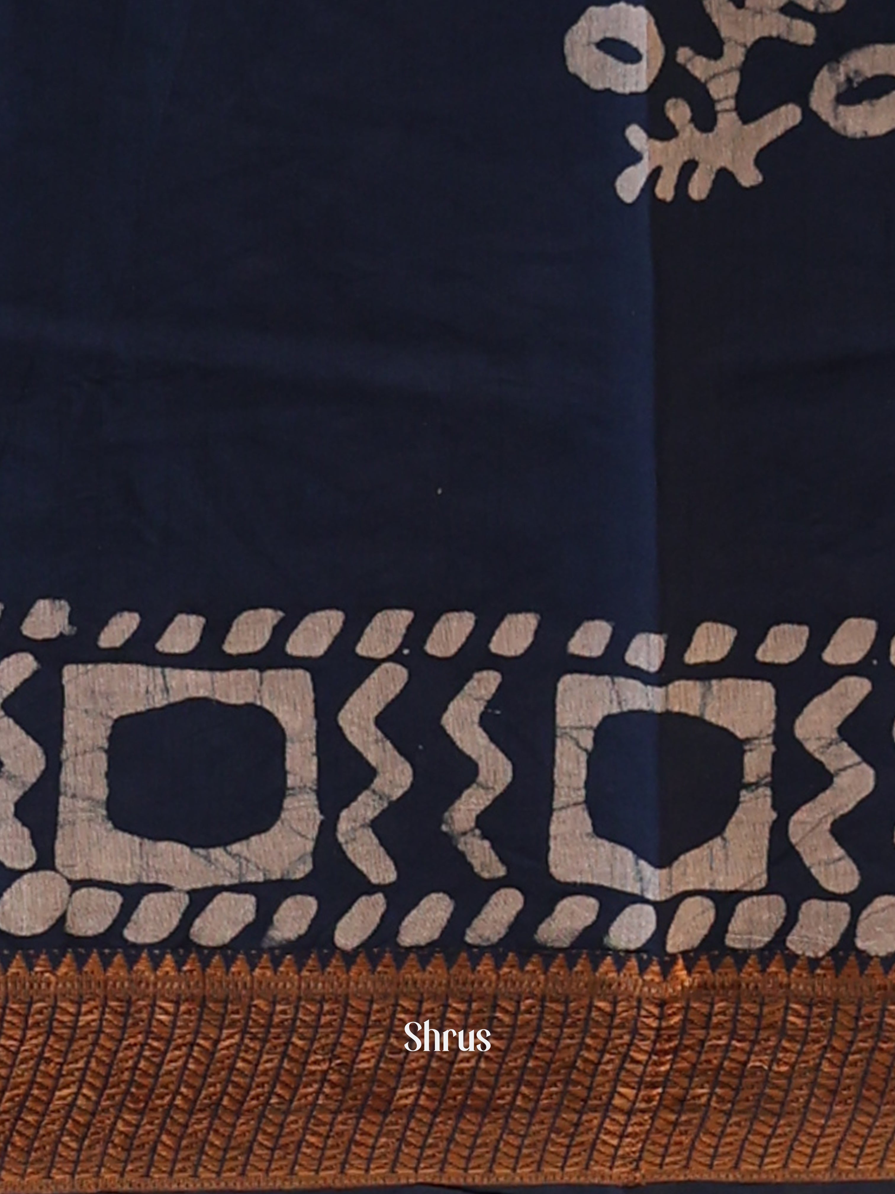 Blue - Semi Chanderi Saree - Shop on Shrus.com