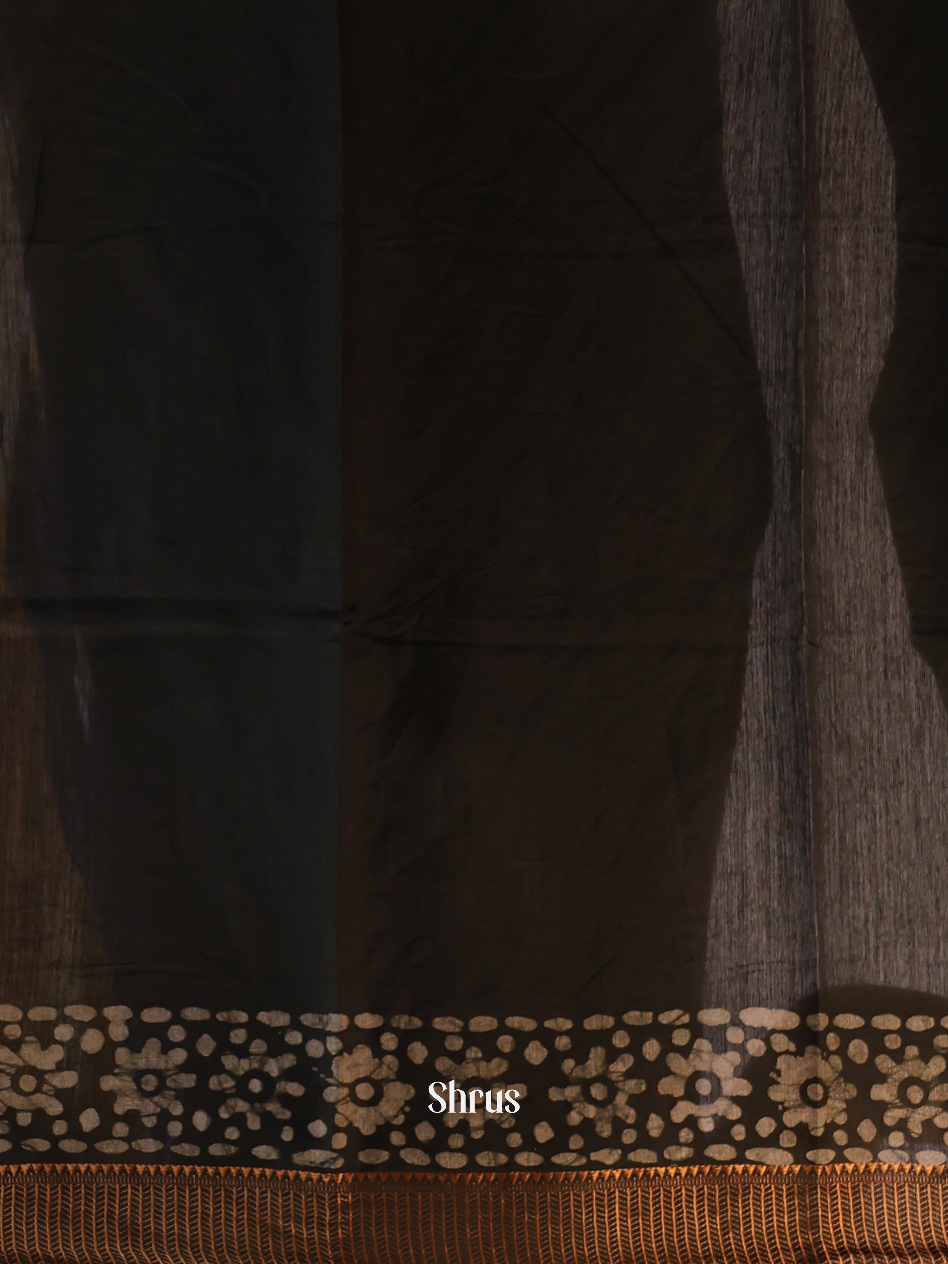 Black - Semi Chanderi Saree - Shop on Shrus.com